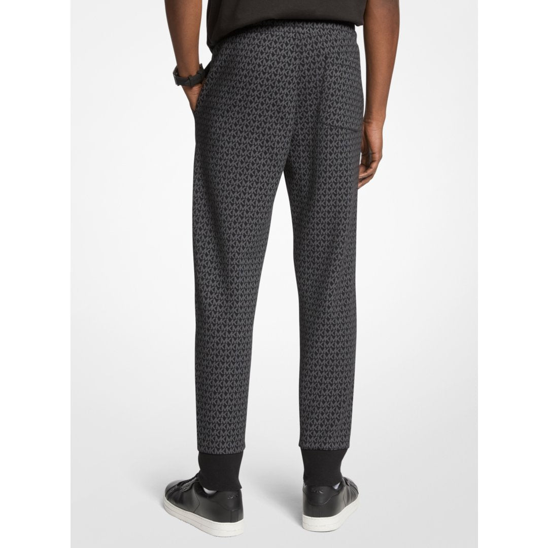 Michael Kors Signature Logo Print Cotton Blend Joggers BLACK