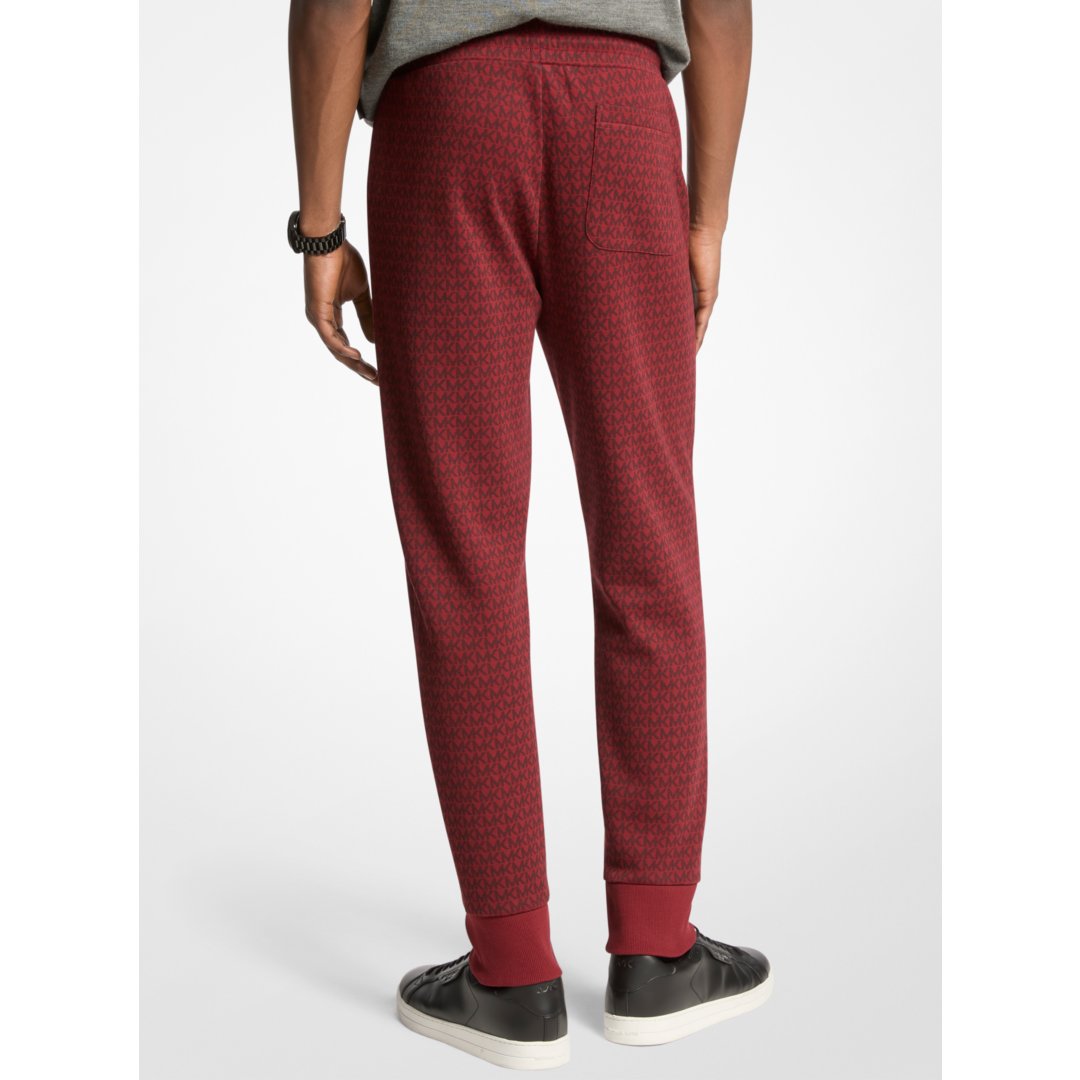 Michael Kors Signature Logo Print Cotton Blend Joggers CHERRY