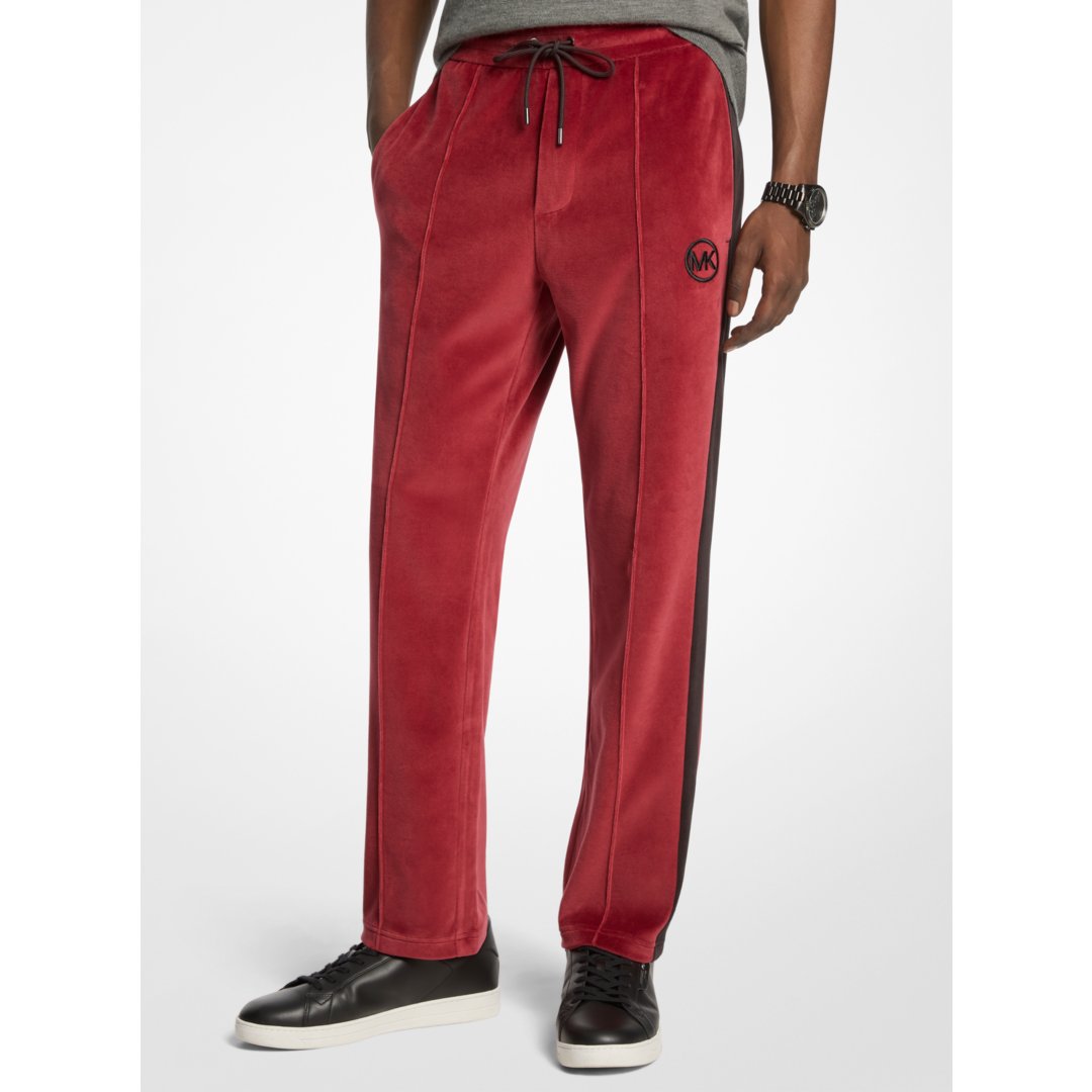 Michael Kors Stripe Velour Joggers CHERRY