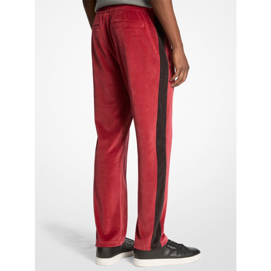 Michael Kors Stripe Velour Joggers CHERRY