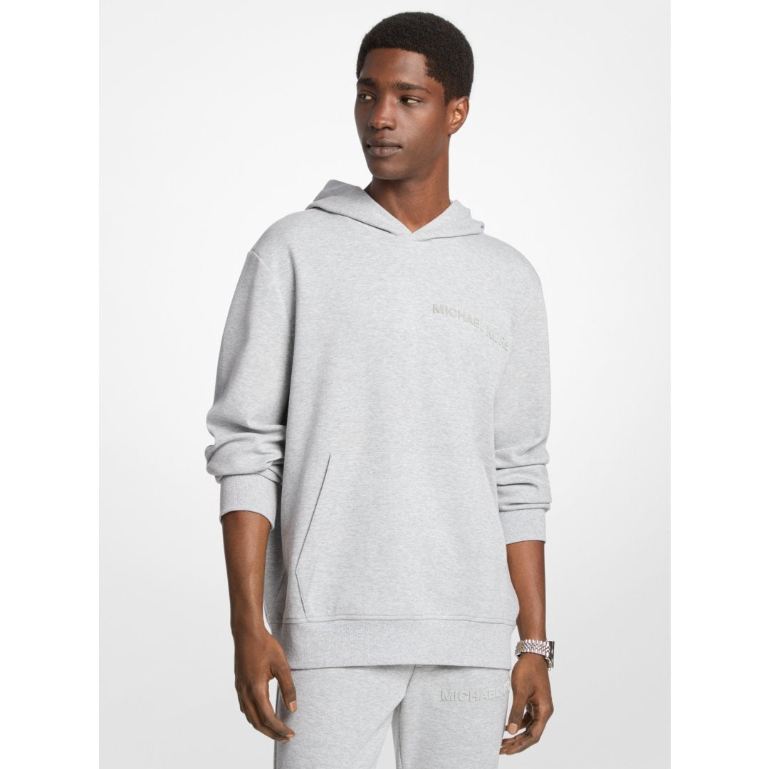Michael Kors Embossed Logo Cotton Blend Hoodie HEATHER GREY