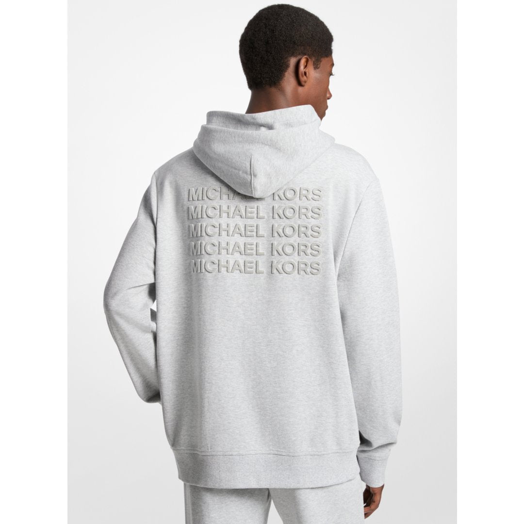 Michael Kors Embossed Logo Cotton Blend Hoodie HEATHER GREY
