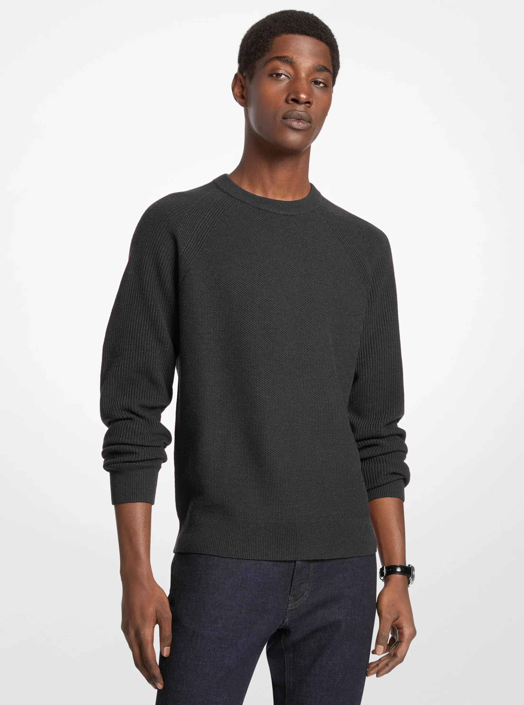Michael Kors Wool Blend Crewneck Sweater BLACK