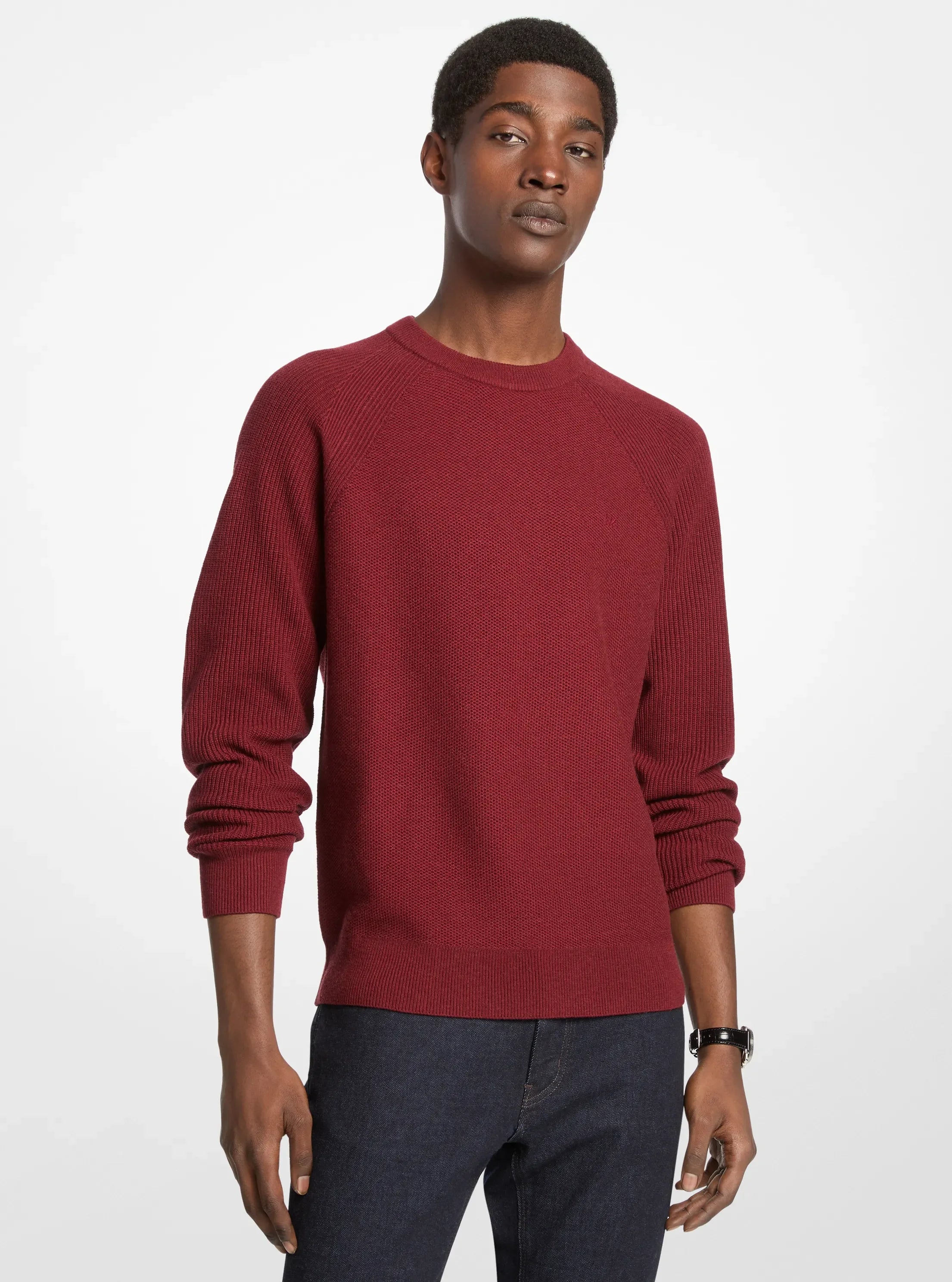 Michael Kors Wool Blend Crewneck Sweater CHERRY