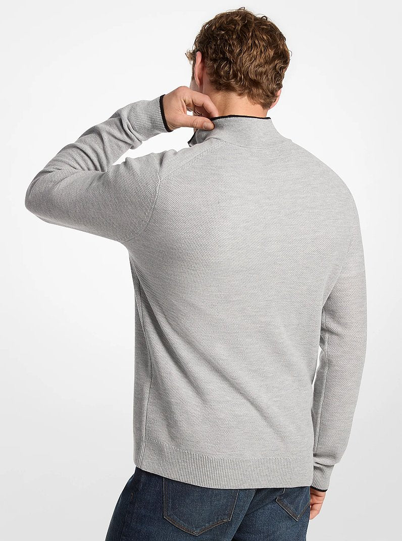 Michael Kors Wool Blend Quarter-Zip Sweater HEATHER GREY