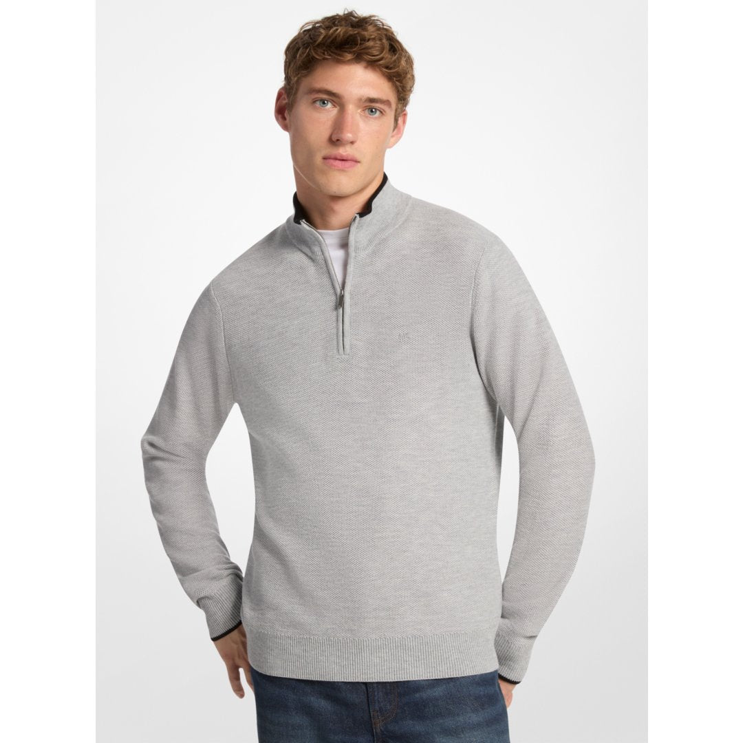 Michael Kors Wool Blend Quarter-Zip Sweater HEATHER GREY