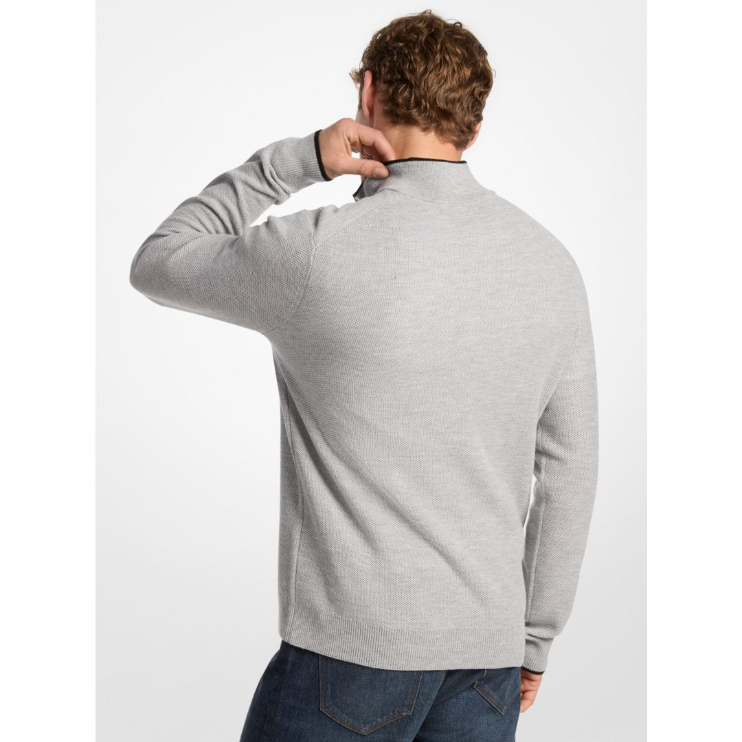 Michael Kors Wool Blend Quarter-Zip Sweater HEATHER GREY