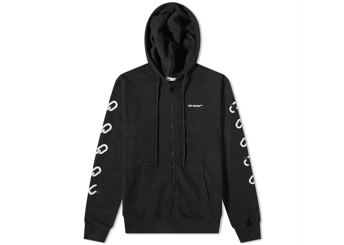 off-white chain arrow slim zip hoodie black