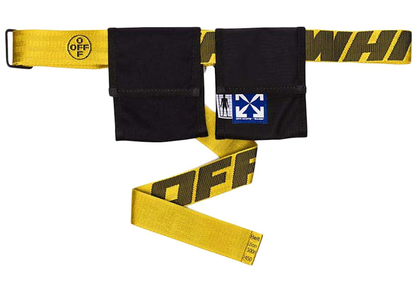 off-white classic industrial two pocket belt bag black/yellow
