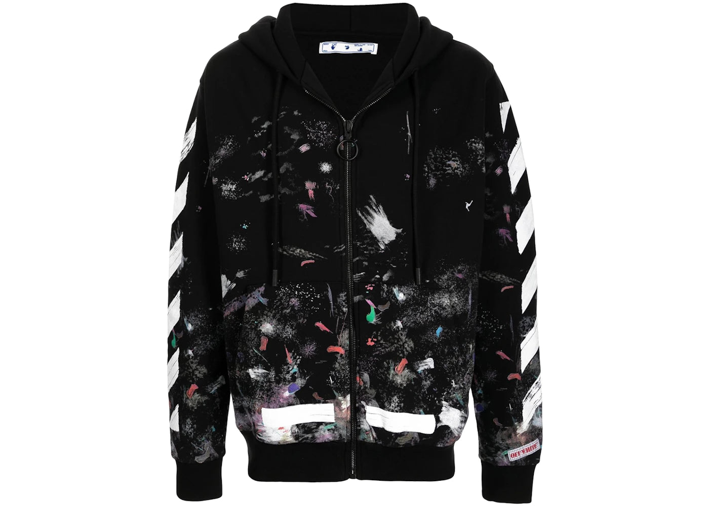 off-white galaxy brushed zip up hoodie black