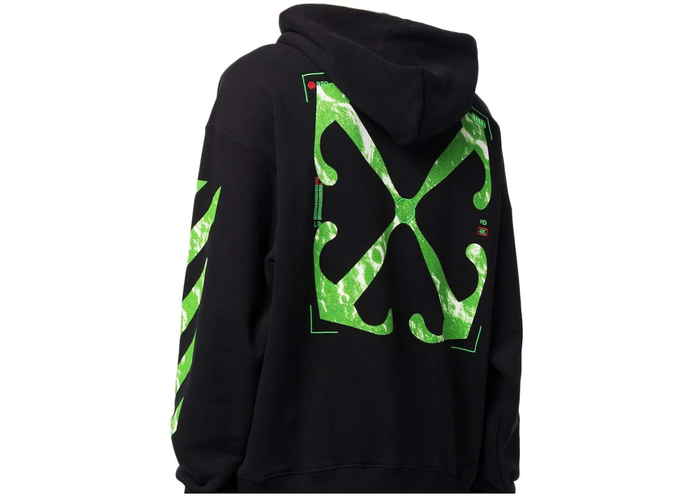 off-white moon cam arrow skate hoodie black/bright green