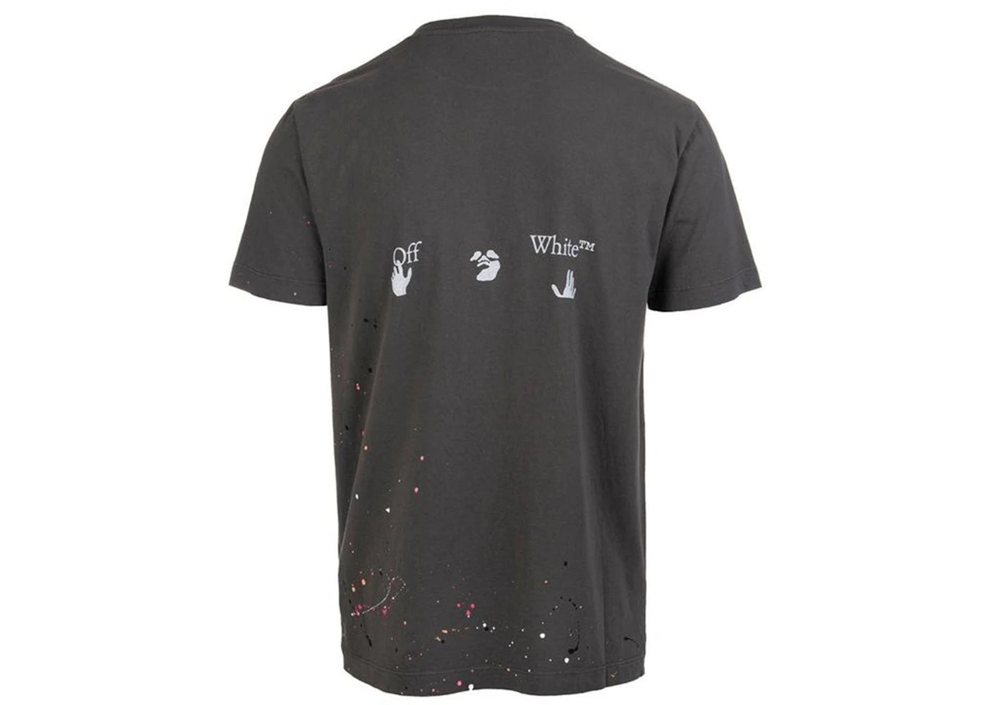 off-white paint splatter print t-shirt khaki brown