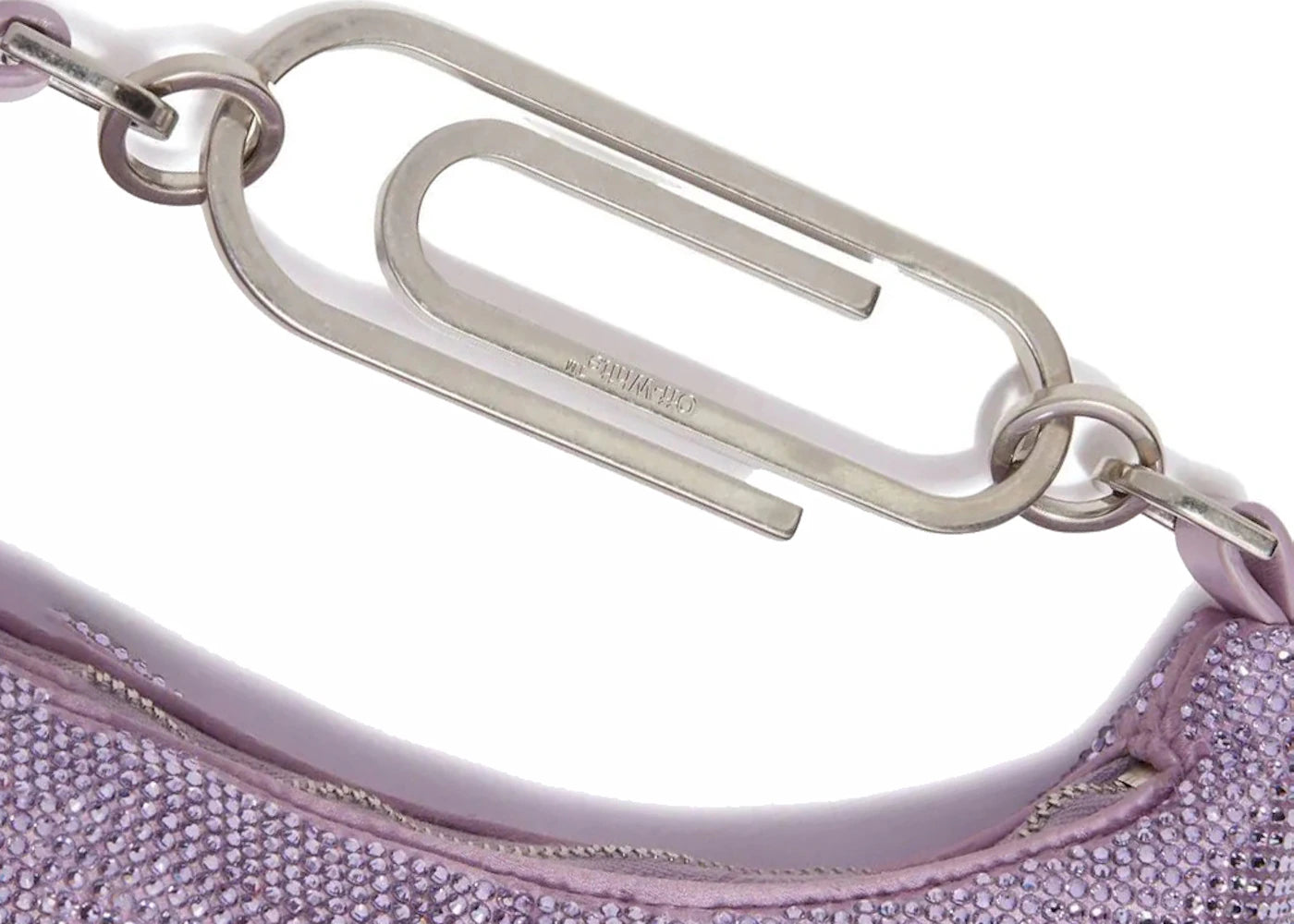off-white paperclip embellished shoulder bag lilac purple