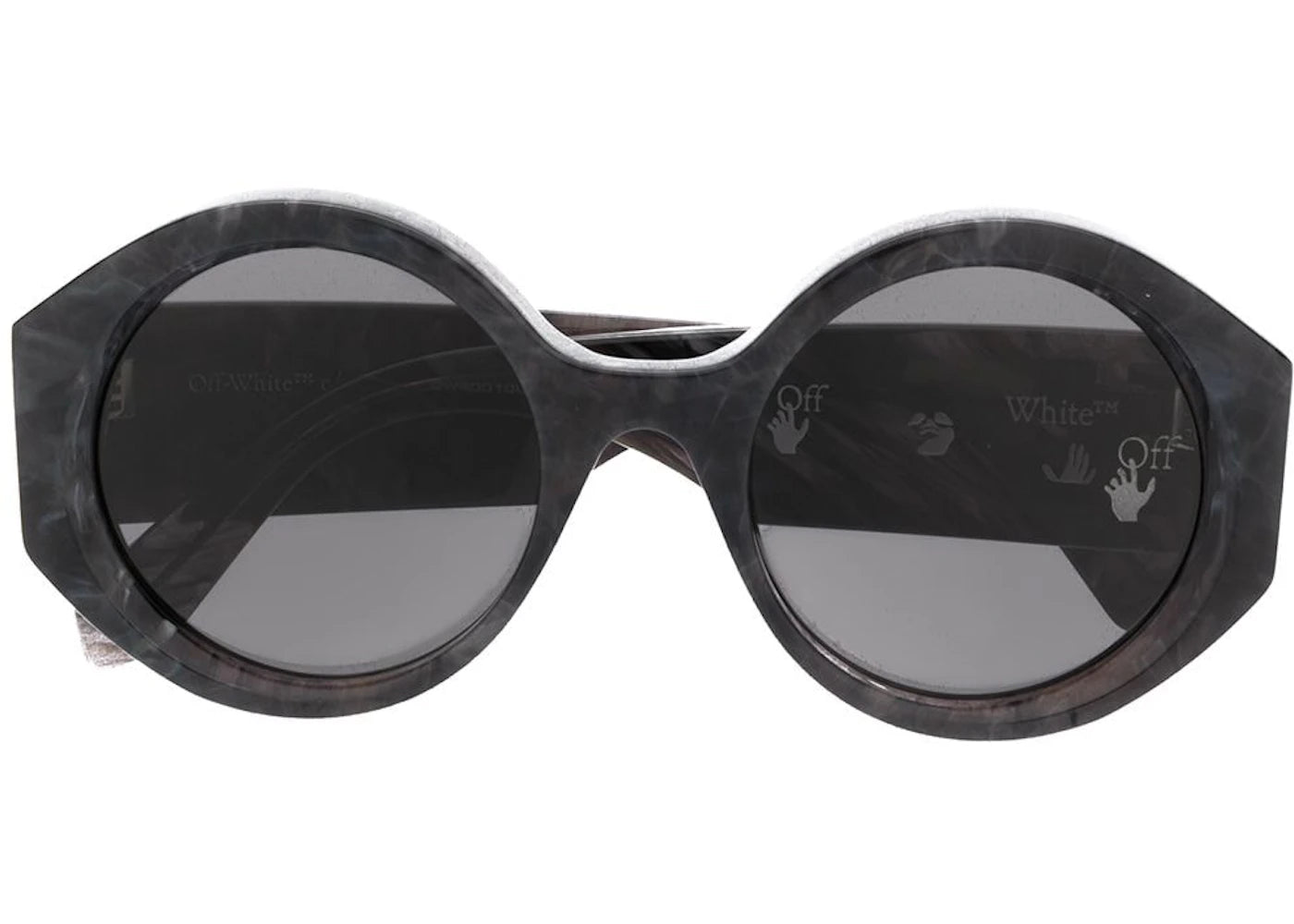 off-white sara round frame sunglasses dark grey marble white (owri022f20pla0010700) No Find