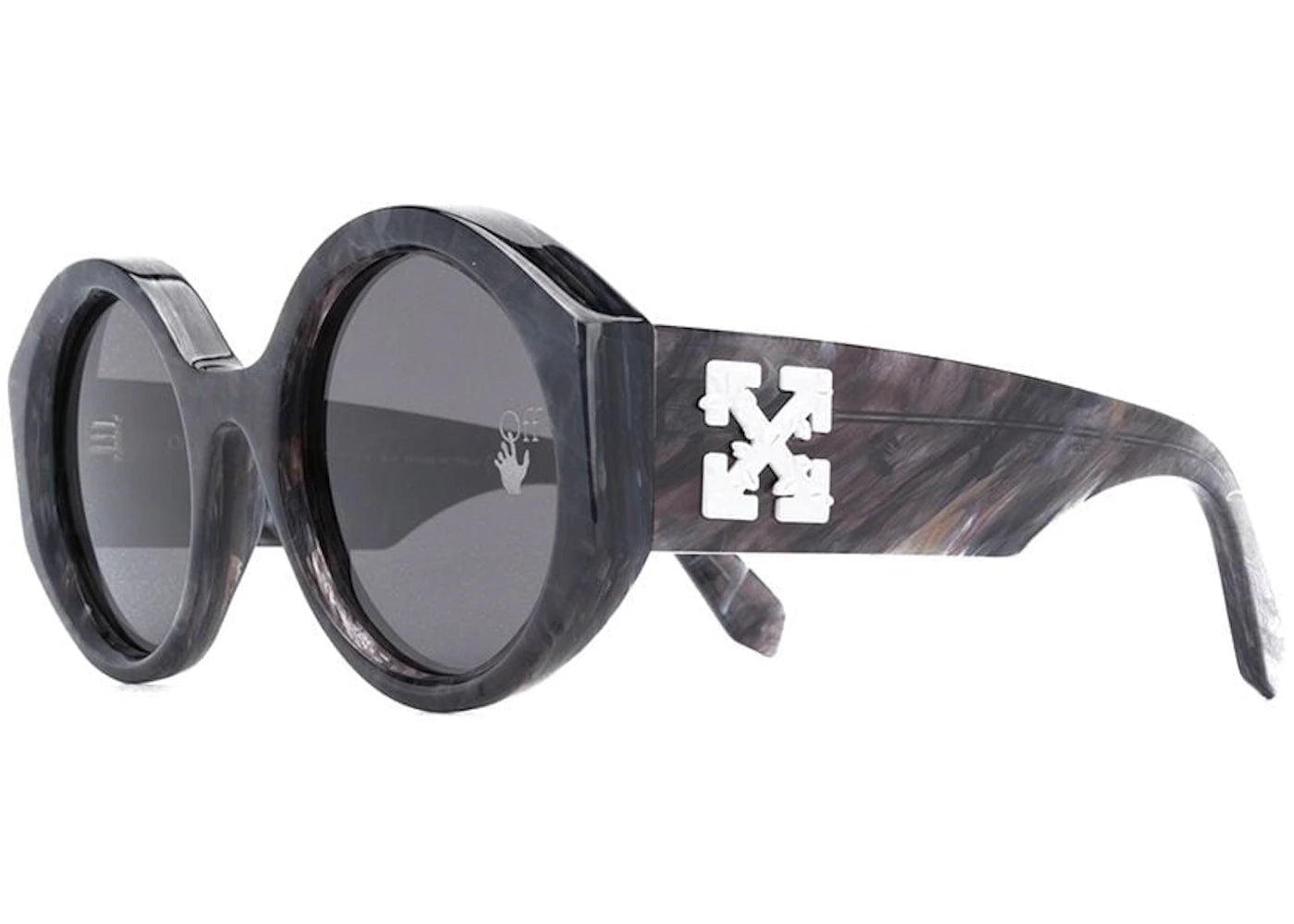 Off-White Sara Round Frame Sunglasses Dark Grey Marble White (Owri022F20Pla0010700)