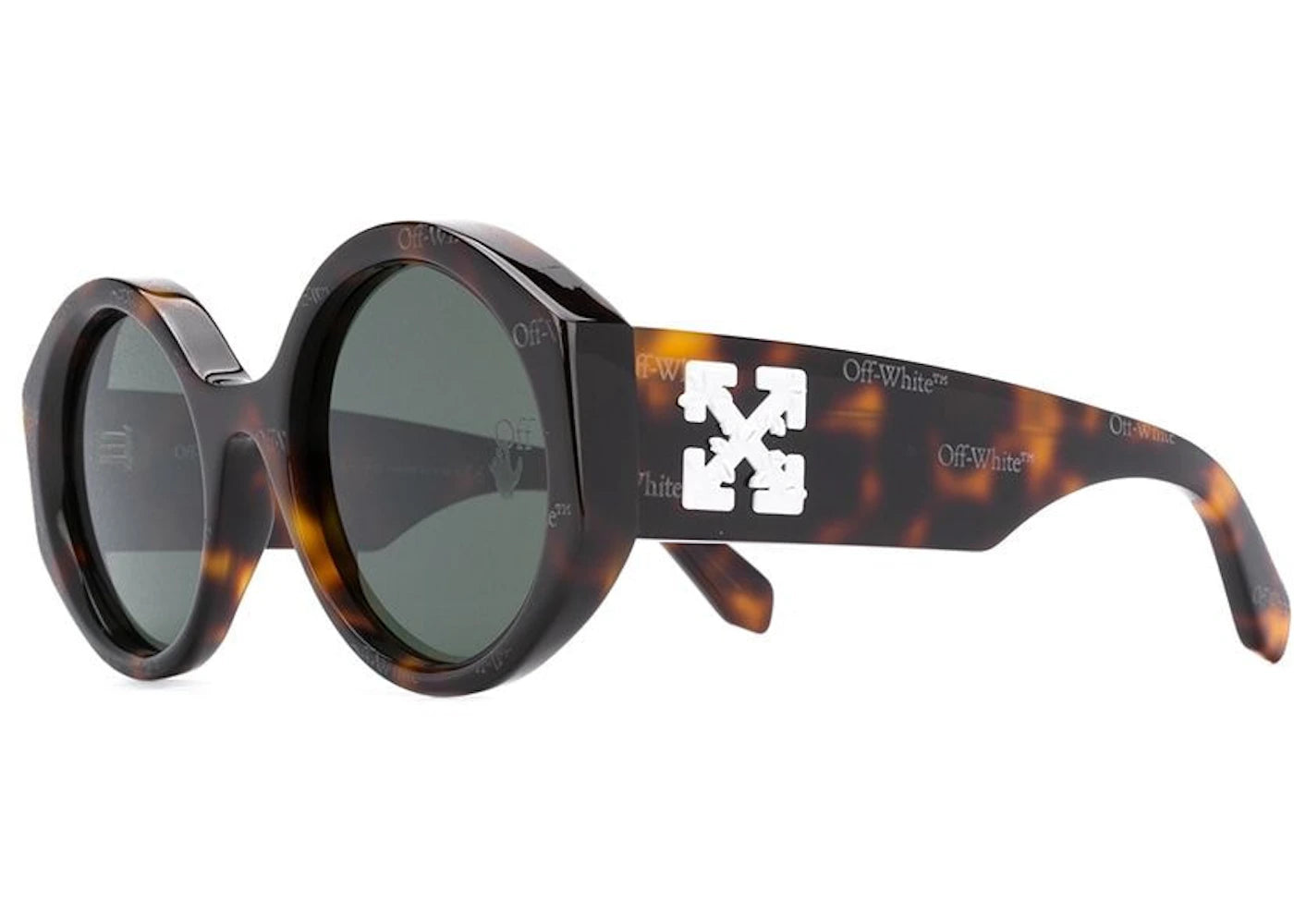 off-white sara round frame sunglasses havana brown/white (owri022f20pla0016003)