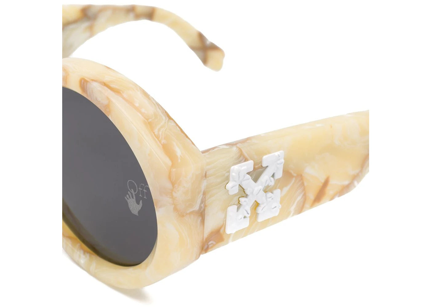 off-white sara round frame sunglasses yellow marble/white (owri022f20pla0011800)