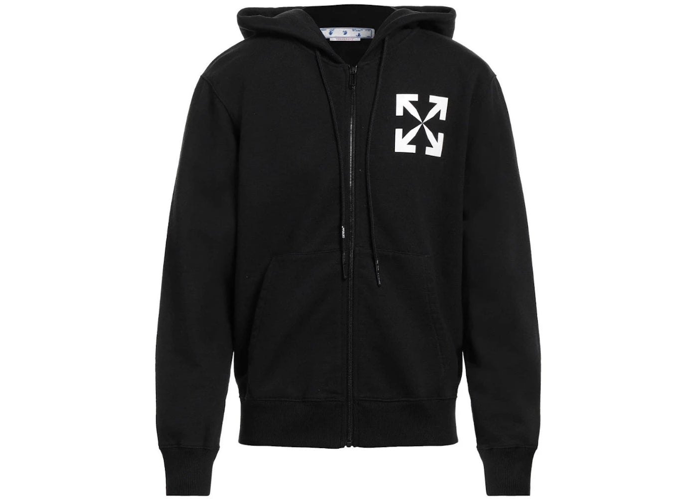 off-white single arrow slim fit zip-up hoodie black