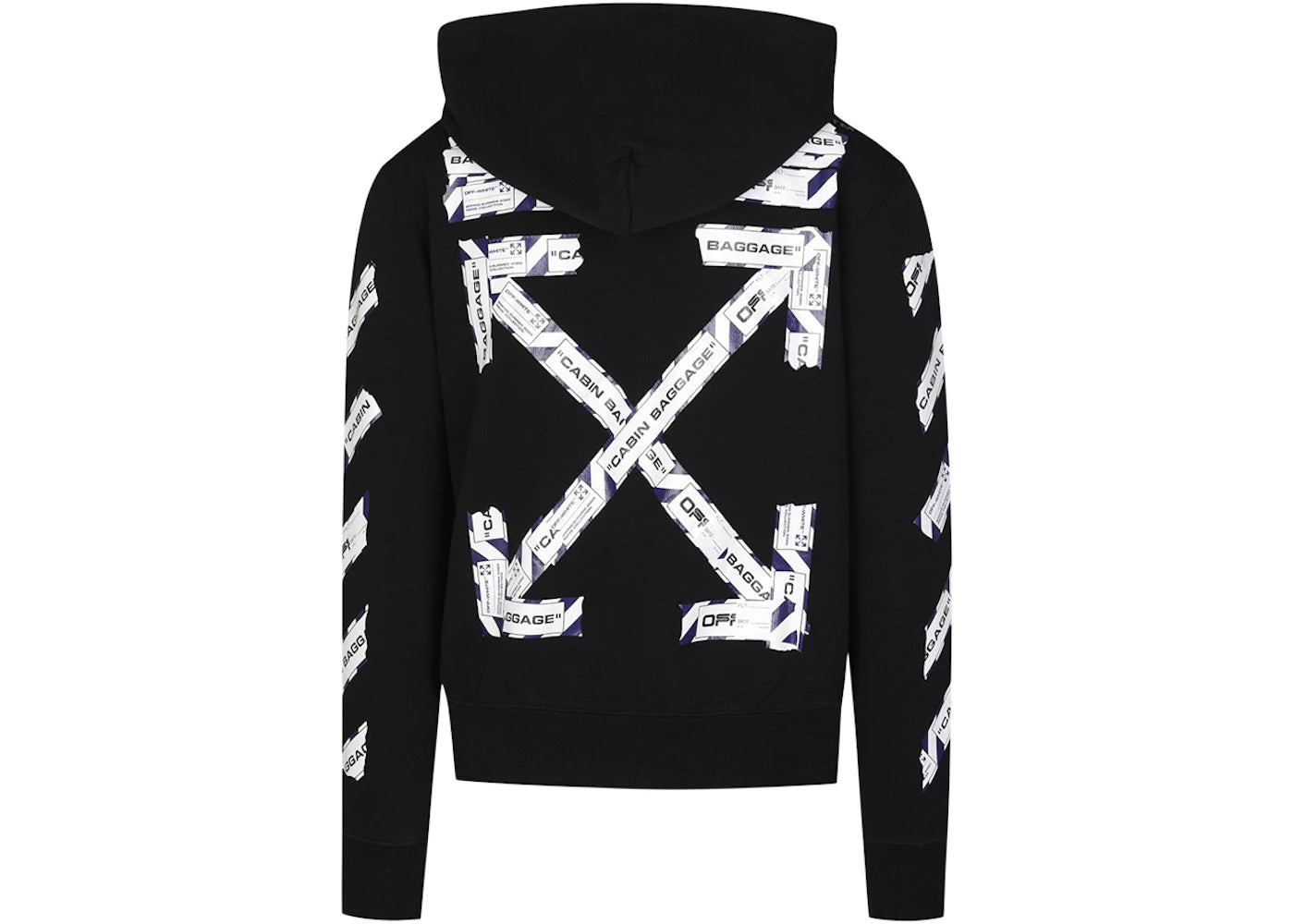 off-white slim fit airport tape zip up hoodie black/multi