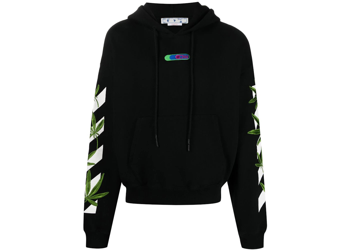 off-white weed arrows oversized hoodie black/white/green