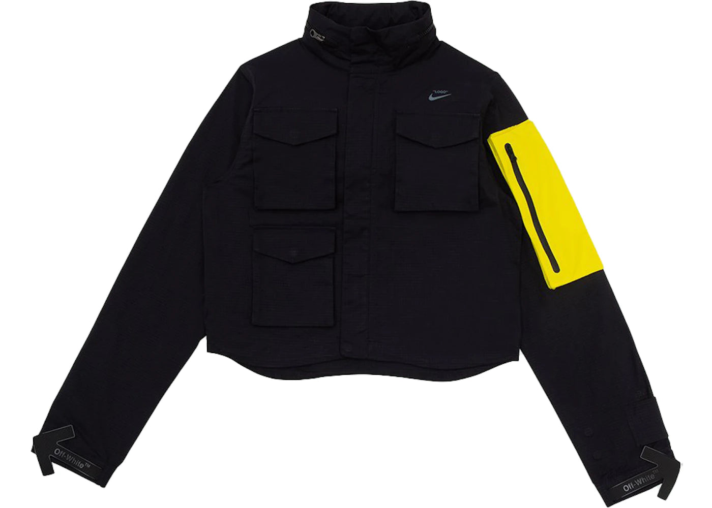 off-white x nike women's running jacket black/yellow