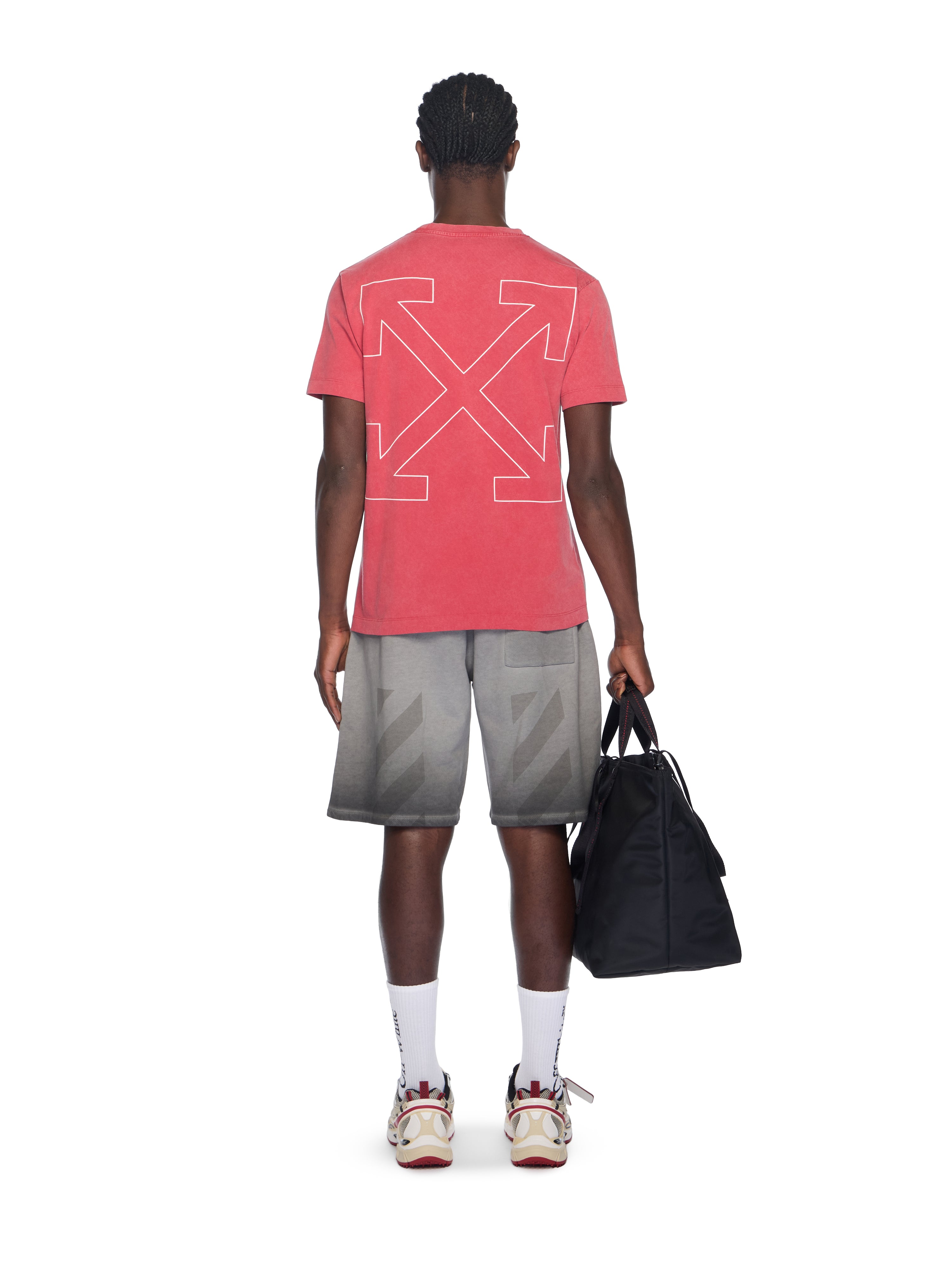 Off-White Outline Arrow Logo Tee Shirt Coral