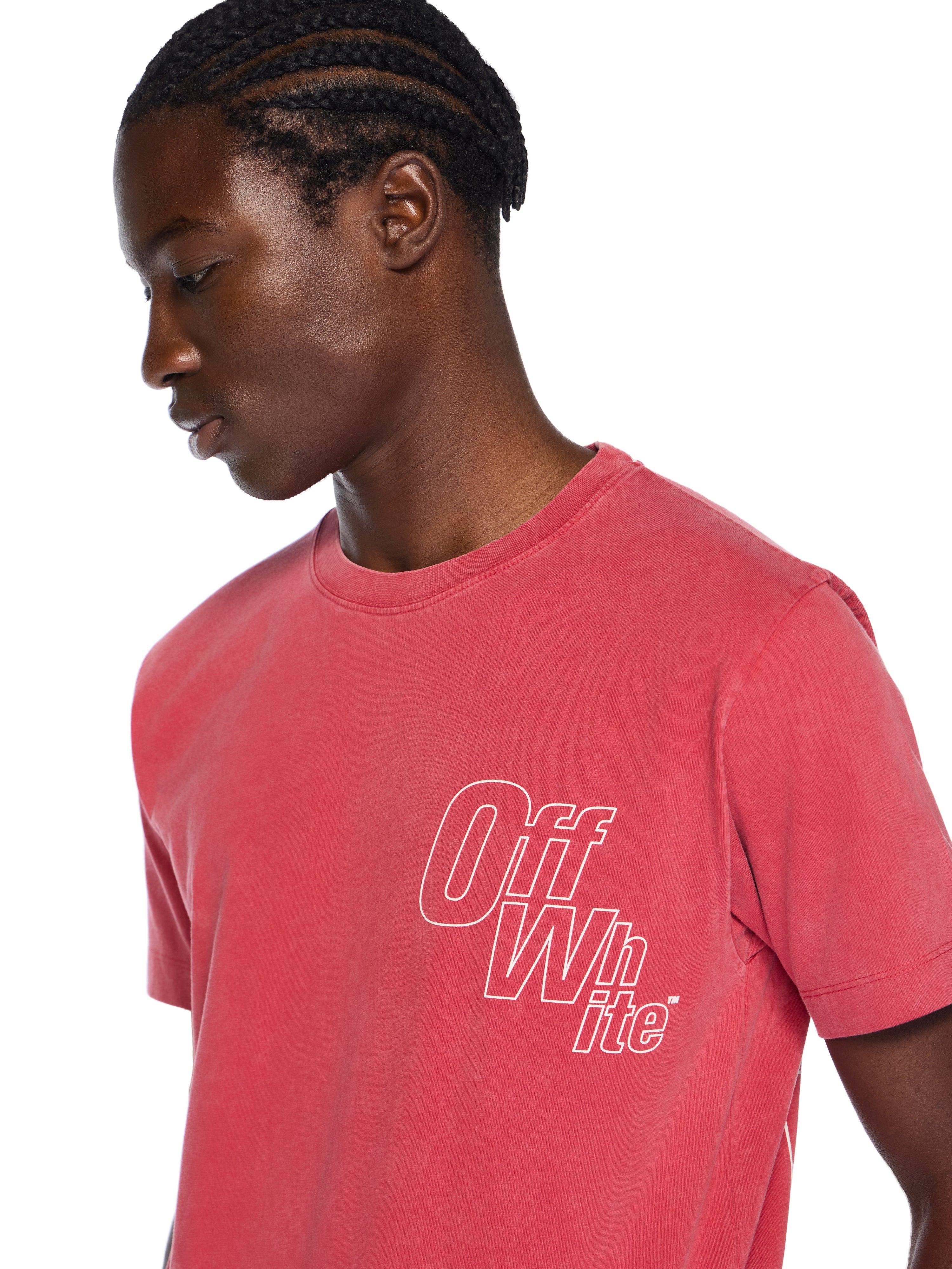 Off-White Outline Arrow Logo Tee Shirt Coral
