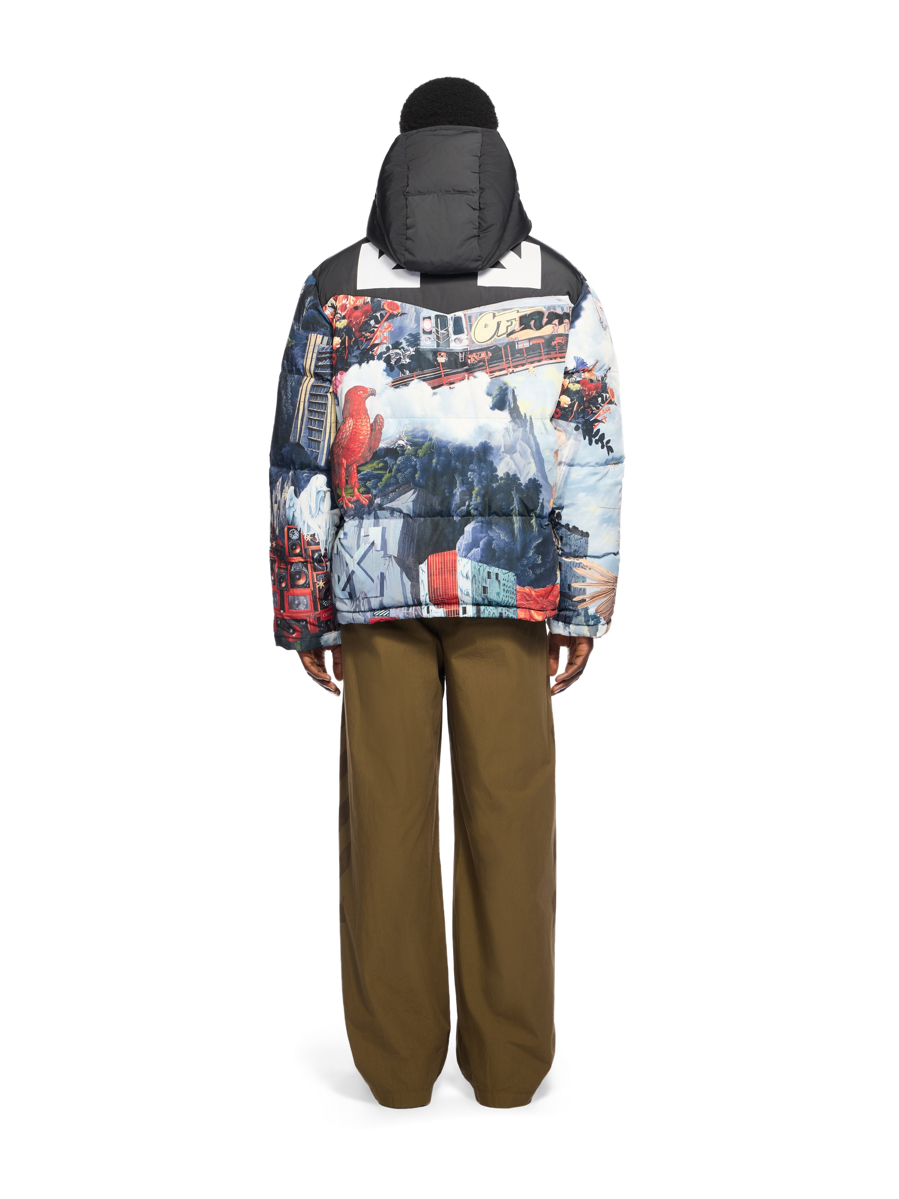 Off-White World Paint Bicolor Down Jacket Blue