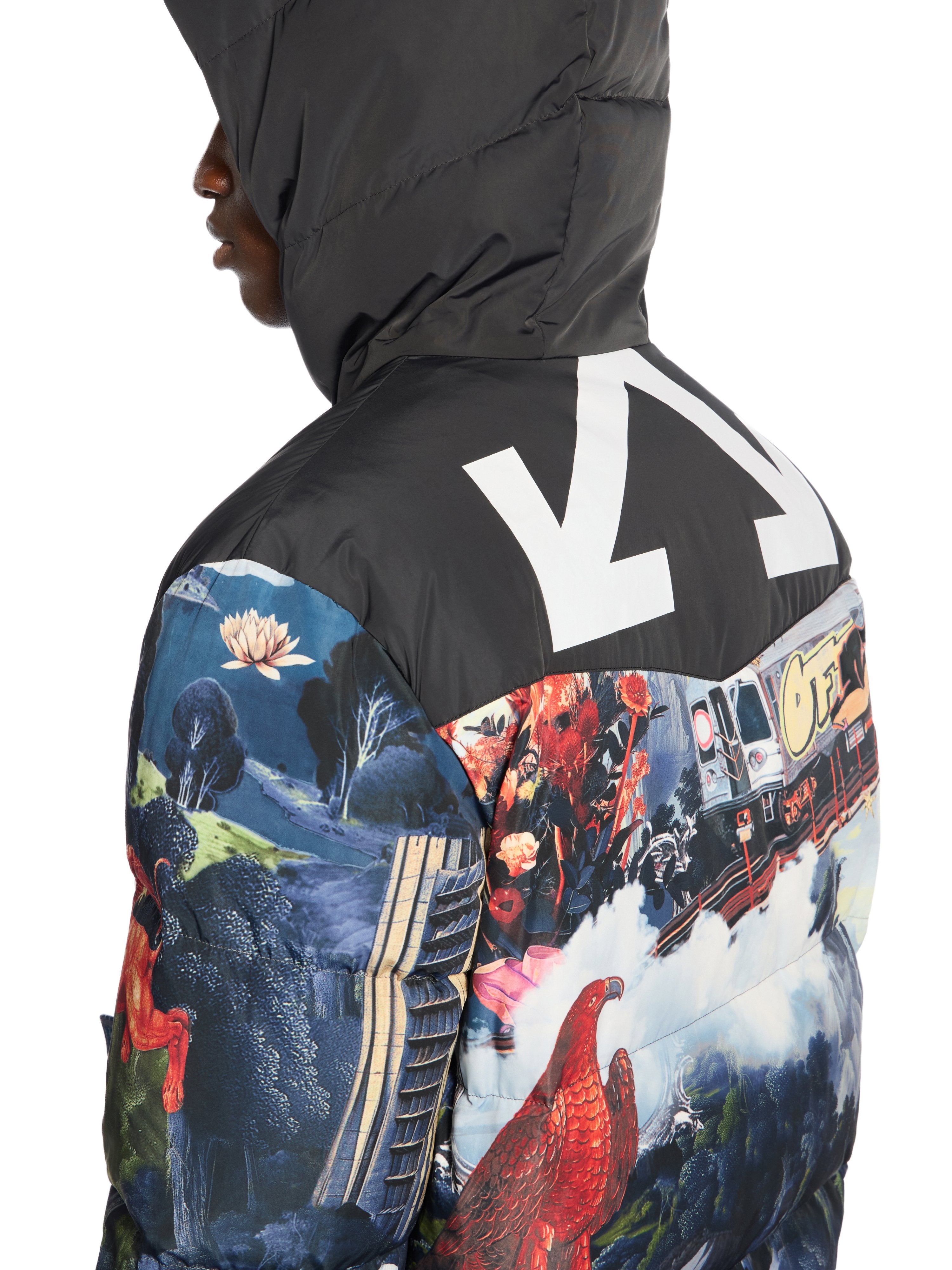 Off-White World Paint Bicolor Down Jacket Blue