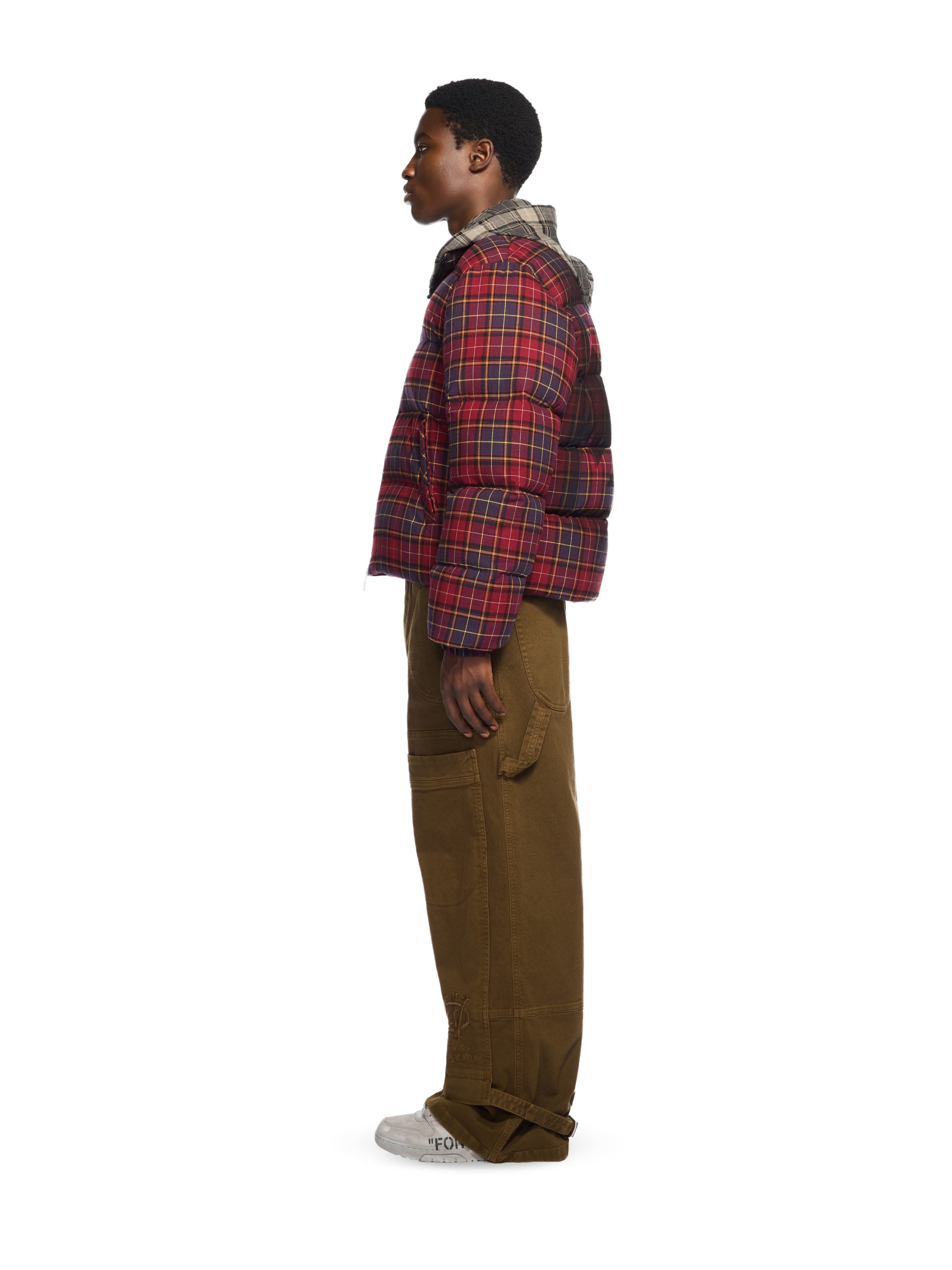 Off-White Spray Arrow Check Flannel Down Jacket Purple