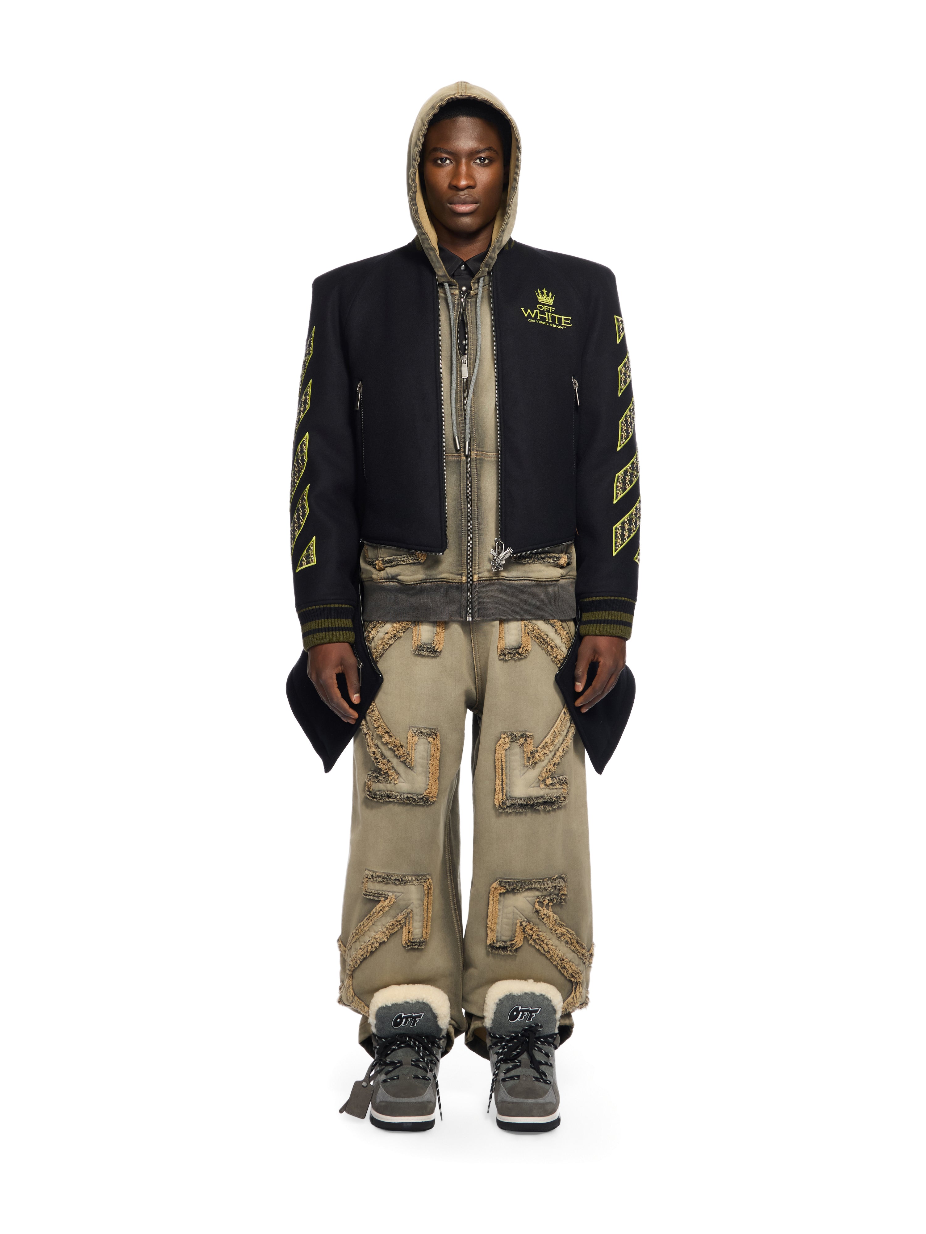 Off-White Eagle Wool Twill Varsity Coat Black