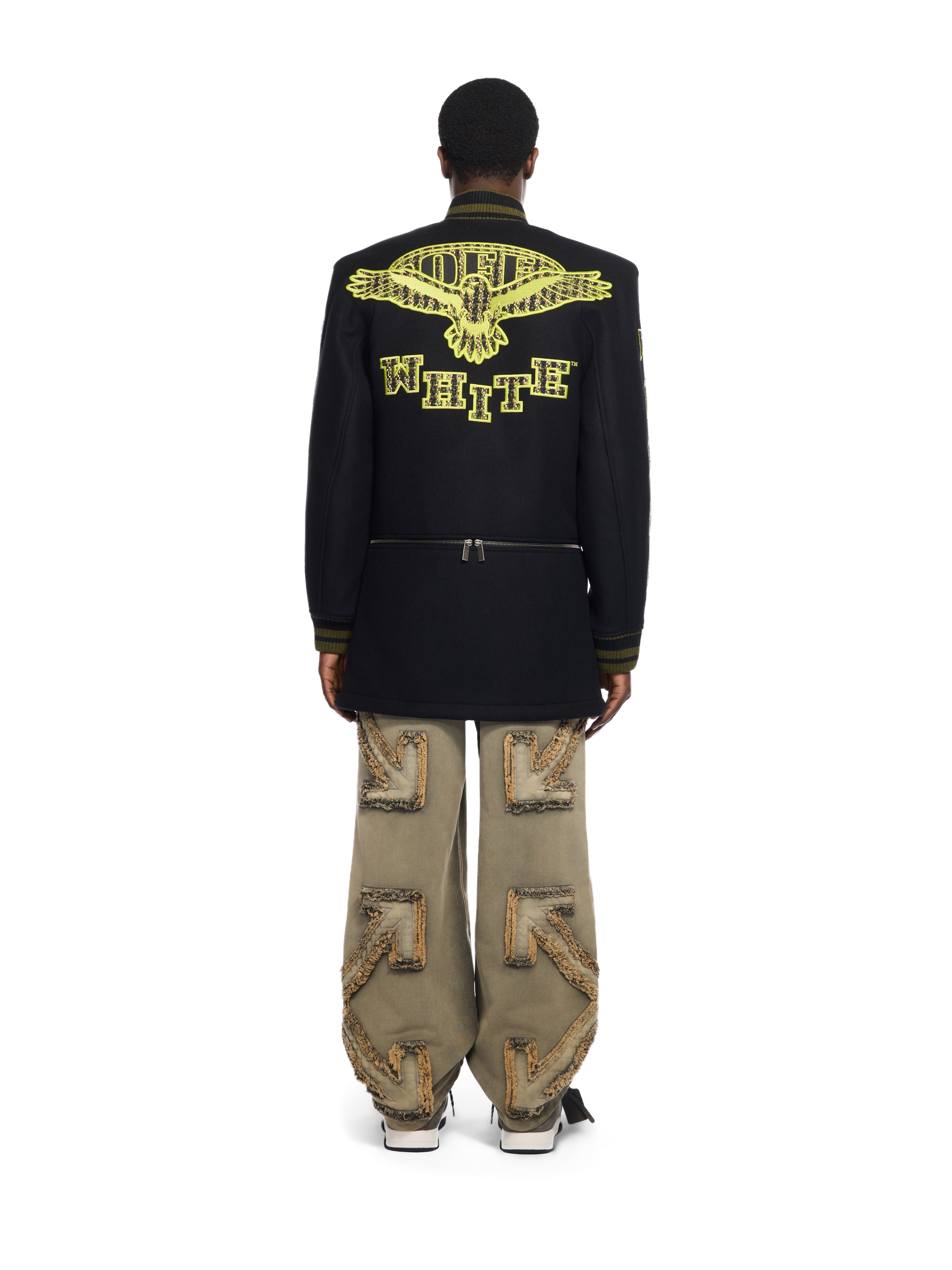 Off-White Eagle Wool Twill Varsity Coat Black