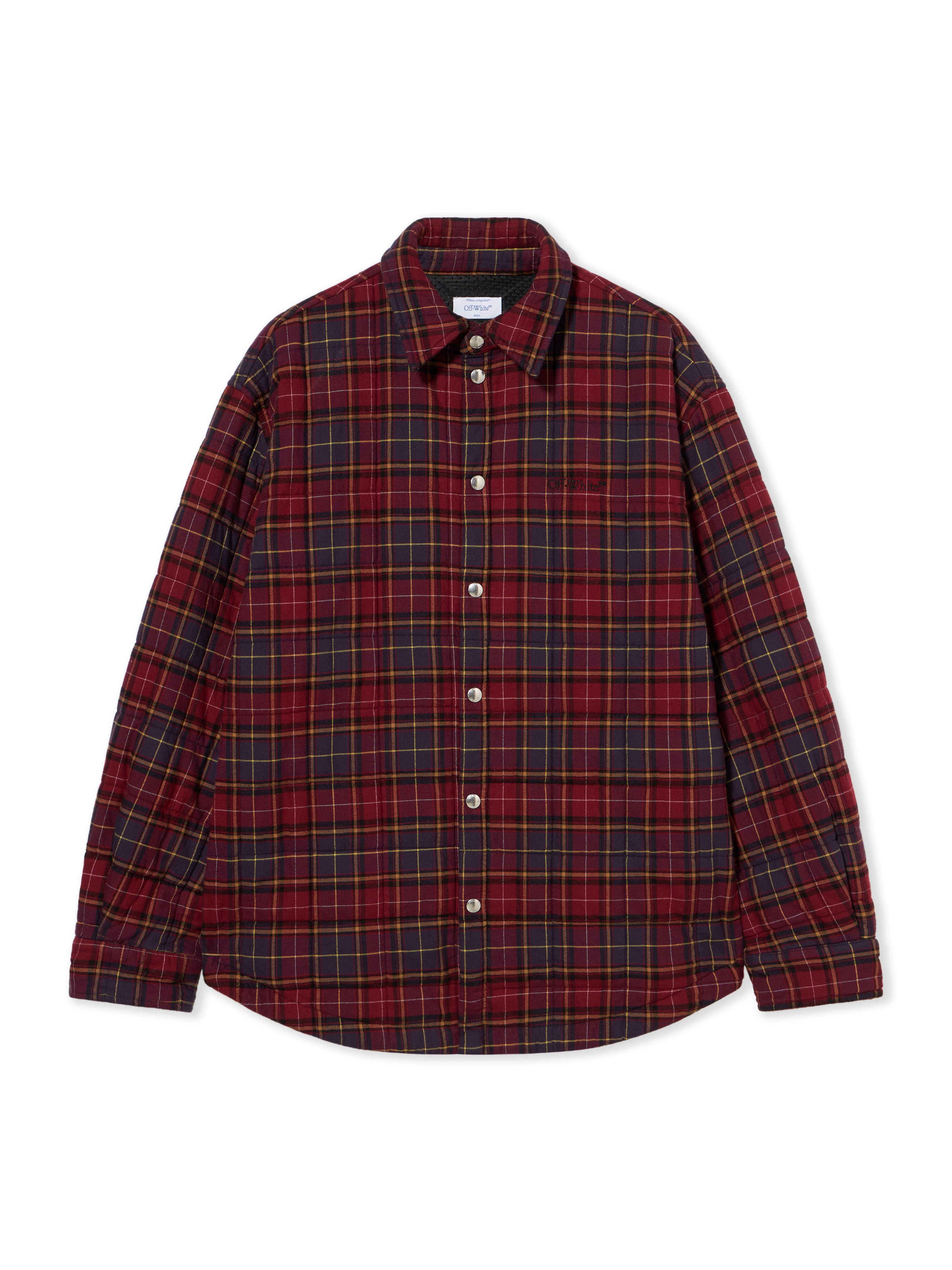 Off-White Spray Arrow Check Padded Overshirt Grey Burgundy