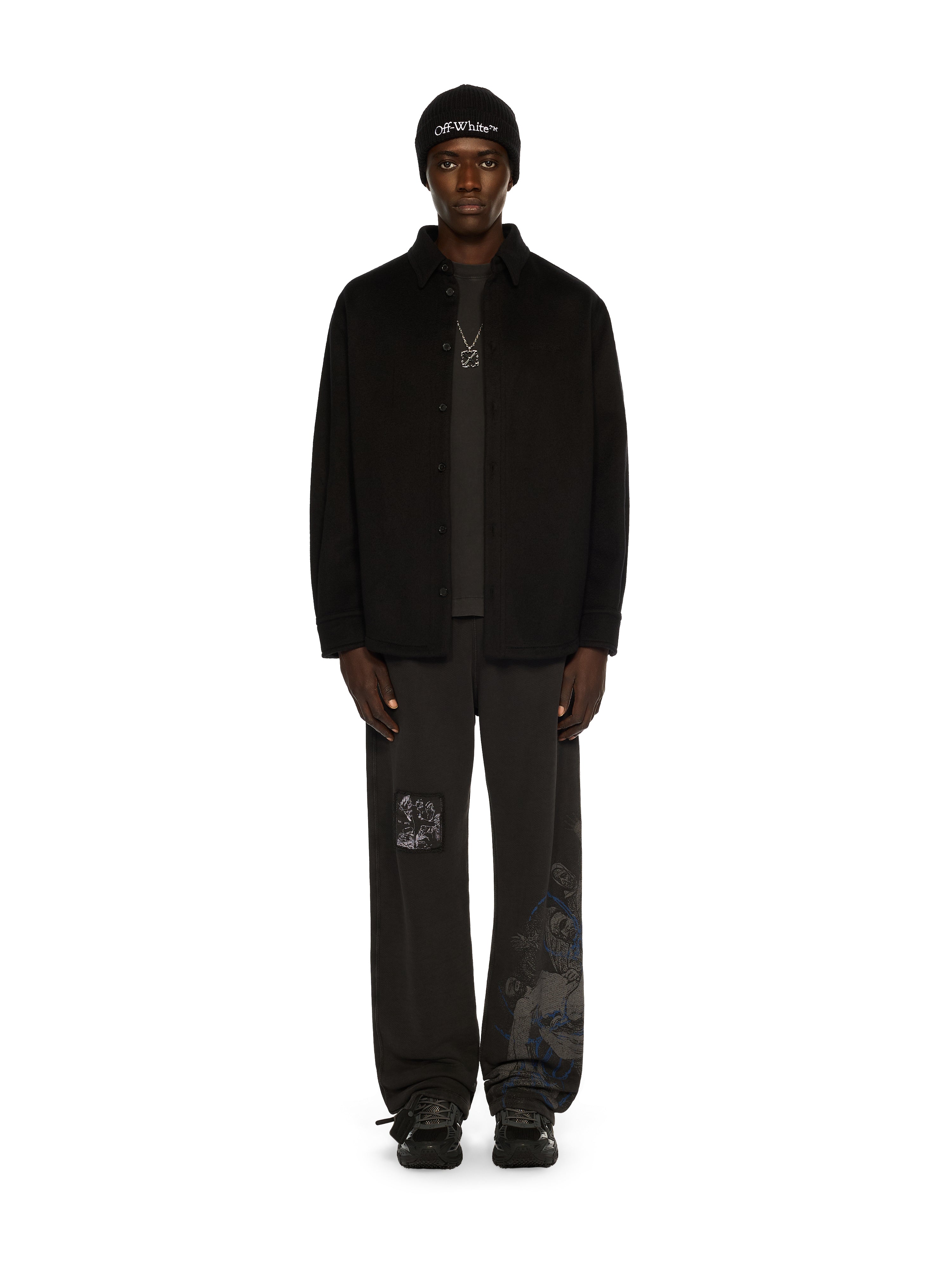 Off-White Quote Military Cashmere Overshirt Black