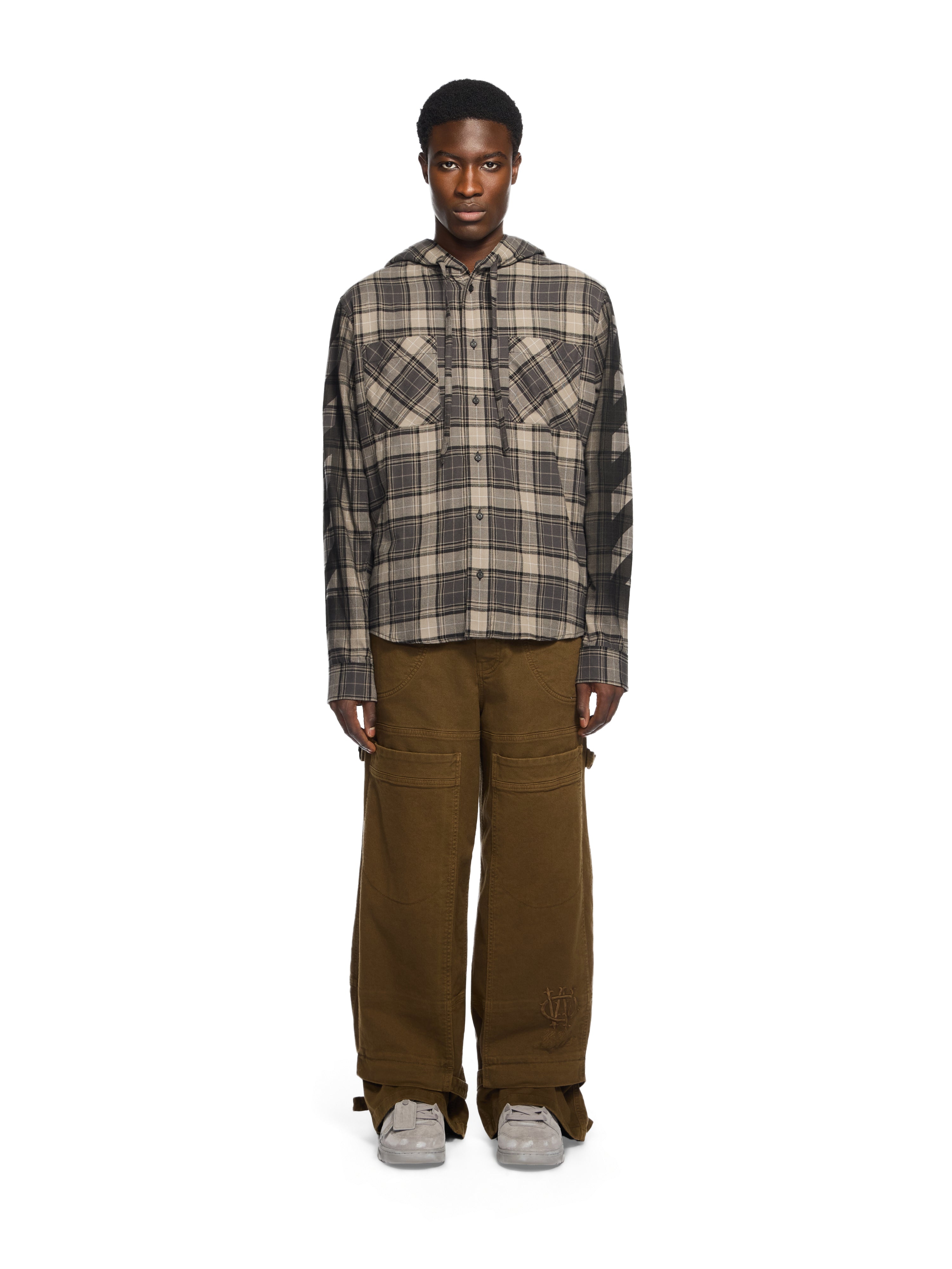 Off-White Spray Diagonal Hooded Shirt Grey