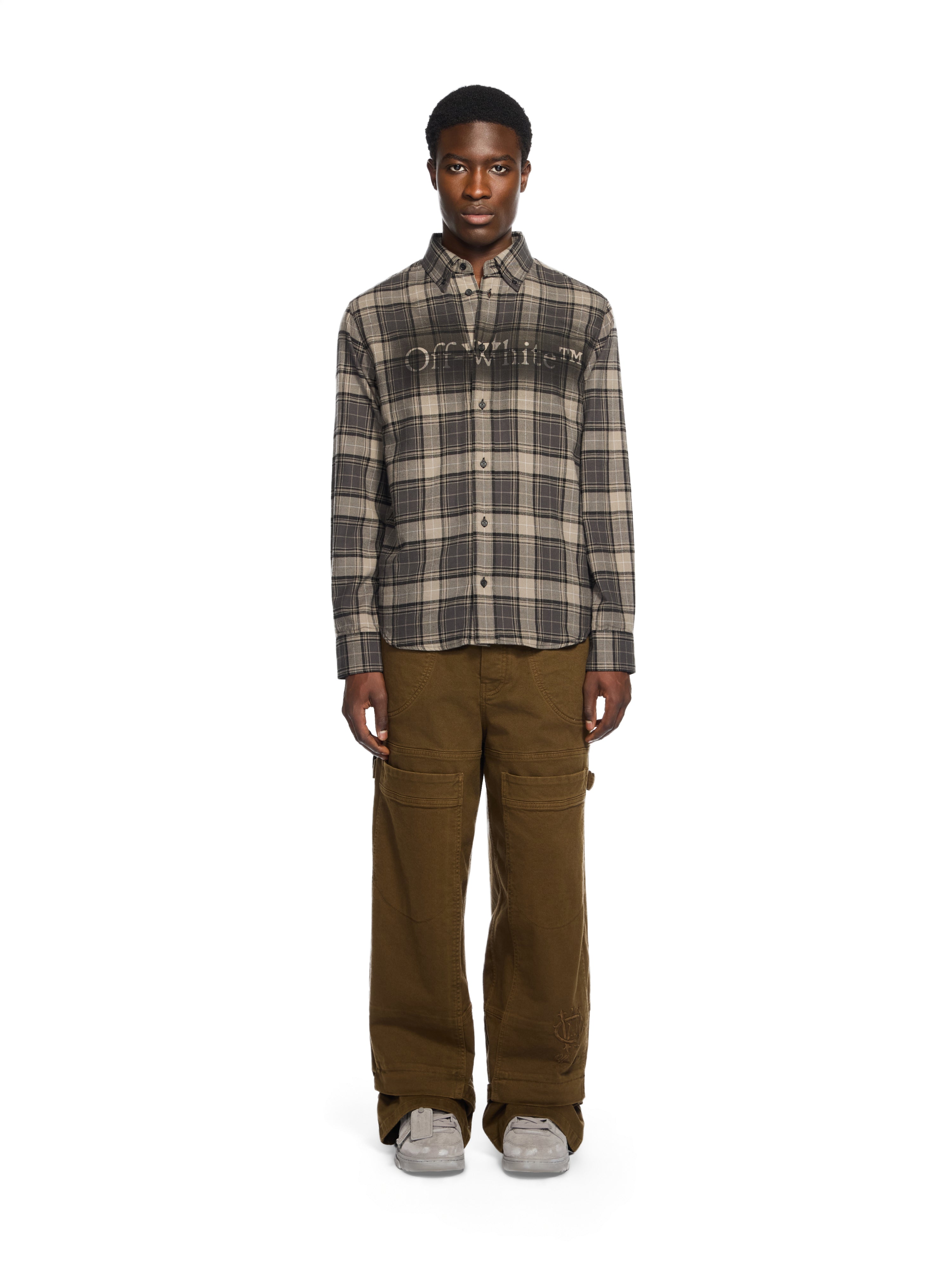 Off-White Spray Book Check Flannel Shirt Grey