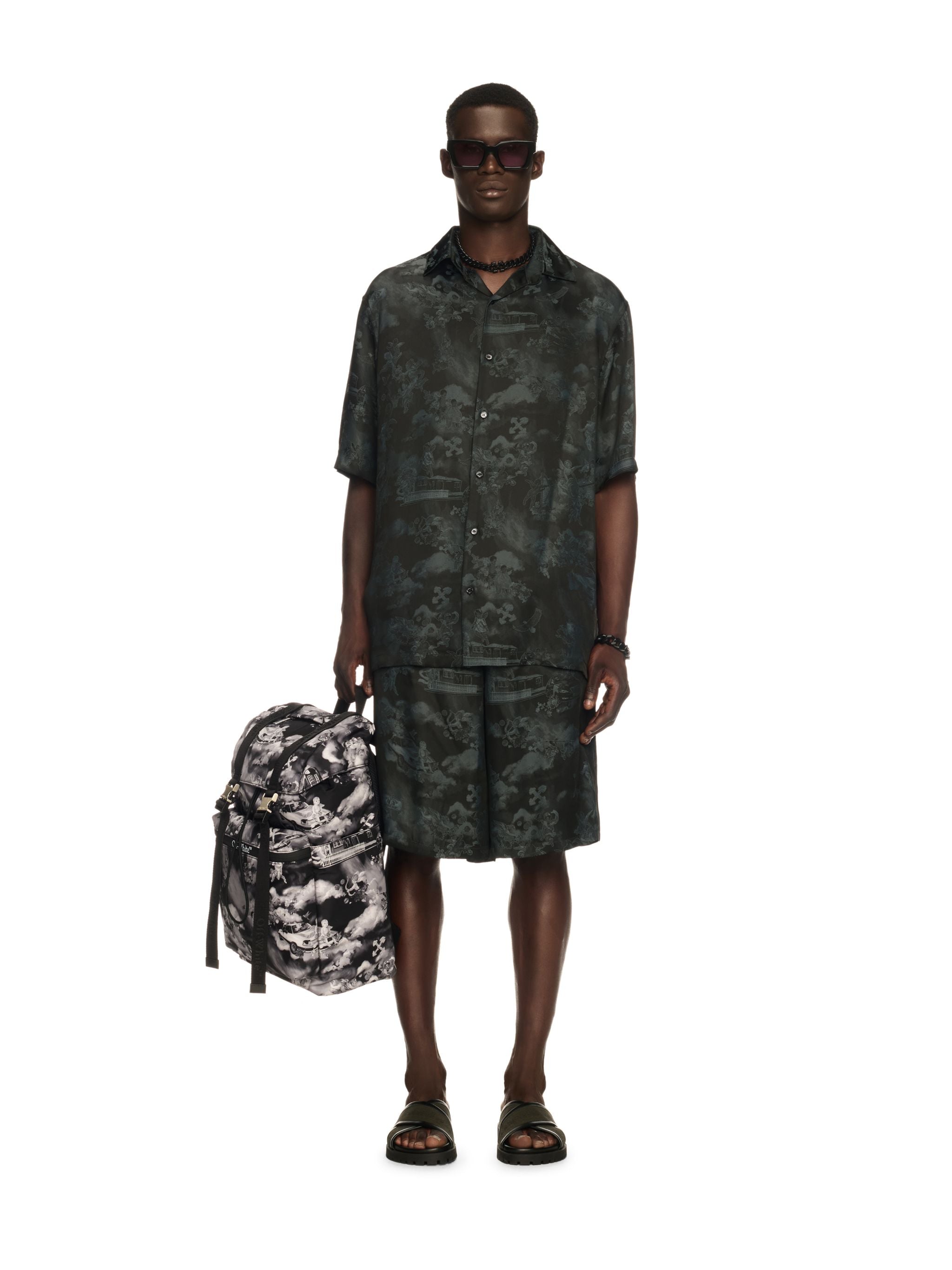 Off-White Black Jacquard Fresco Bowling Shirt