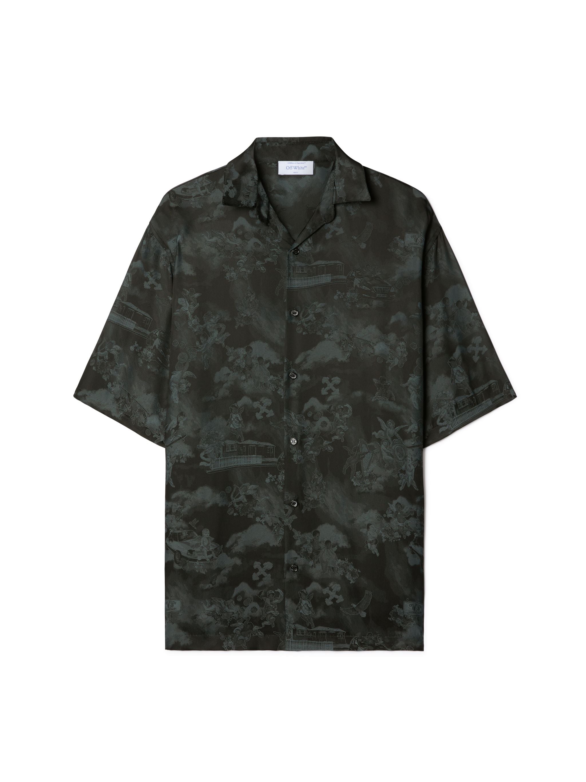Off-White Black Jacquard Fresco Bowling Shirt