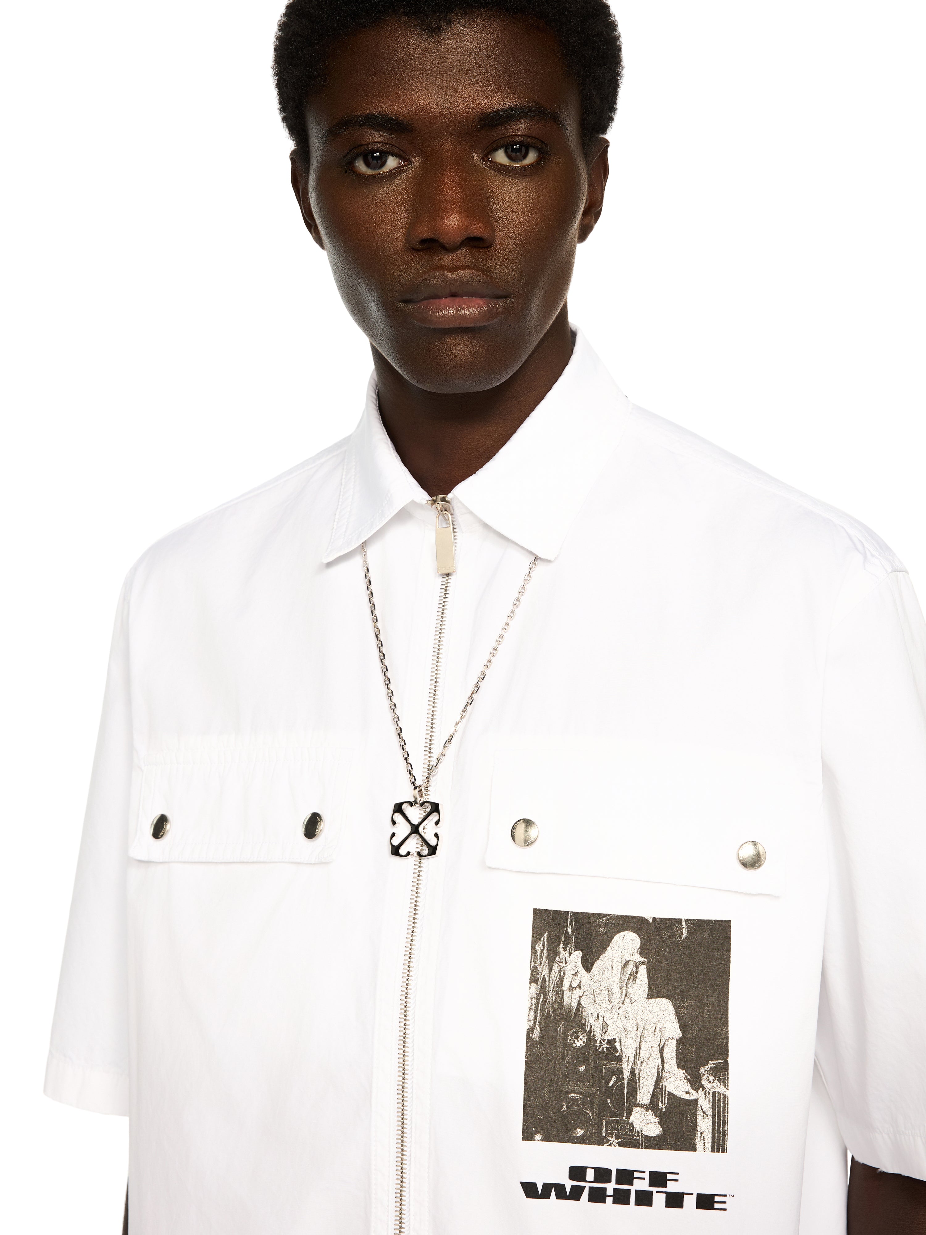 Off-White Xerox Star Zip Bowling Shirt