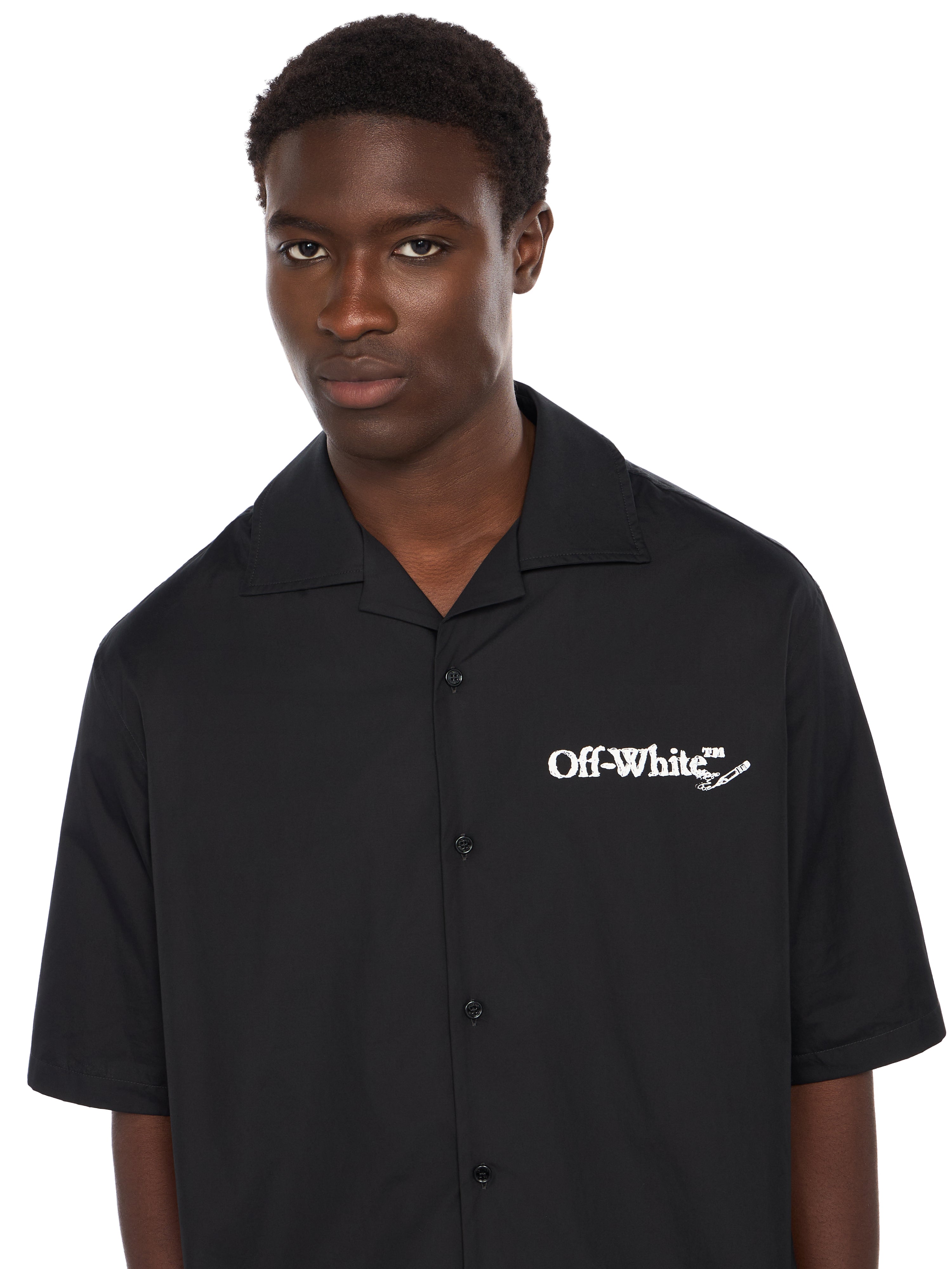 Off-White Scribble Arrow Poplin Bowling Shirt Black
