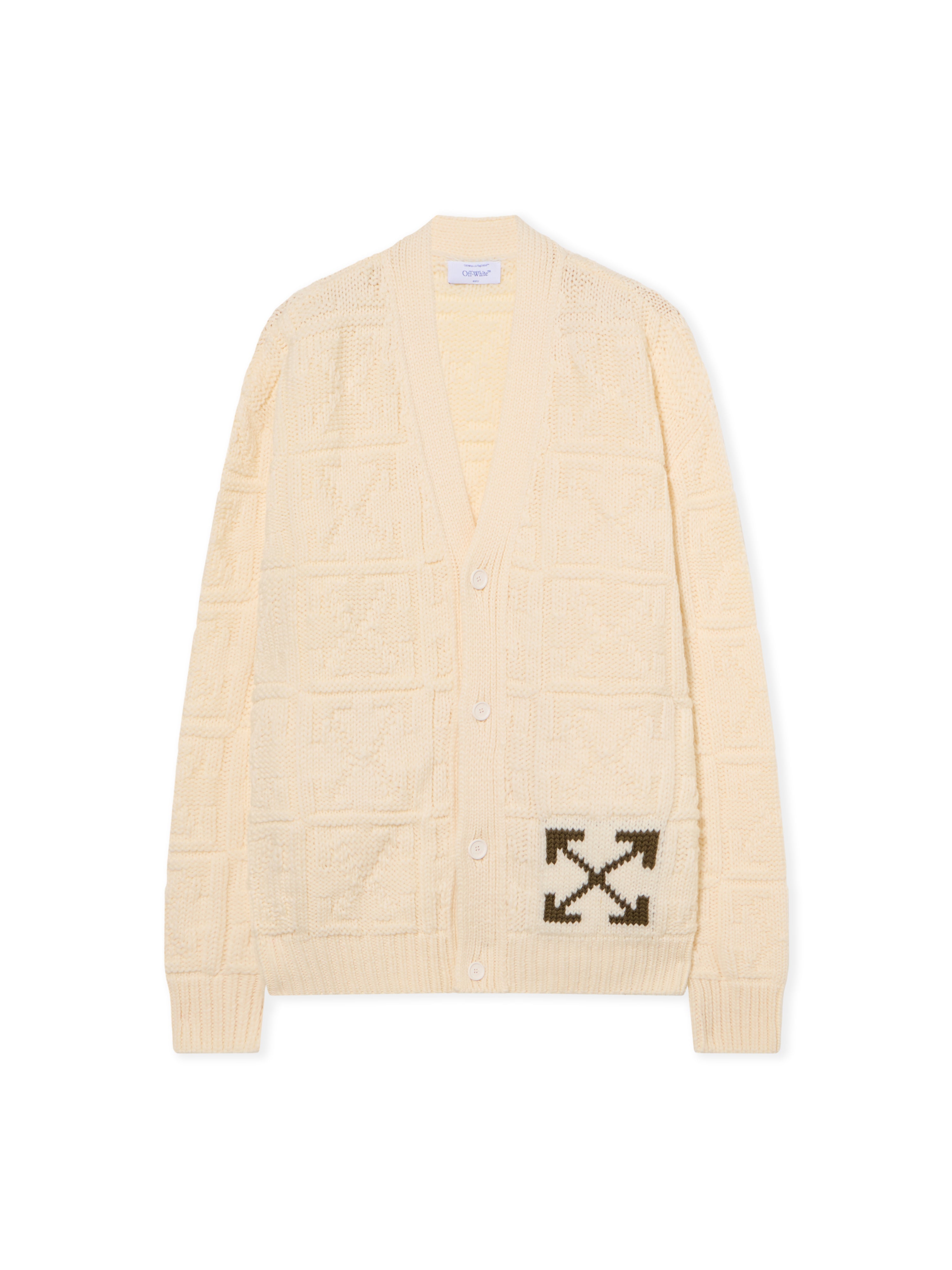 Off-White Arrow 3D Stitch Cardigan Cream