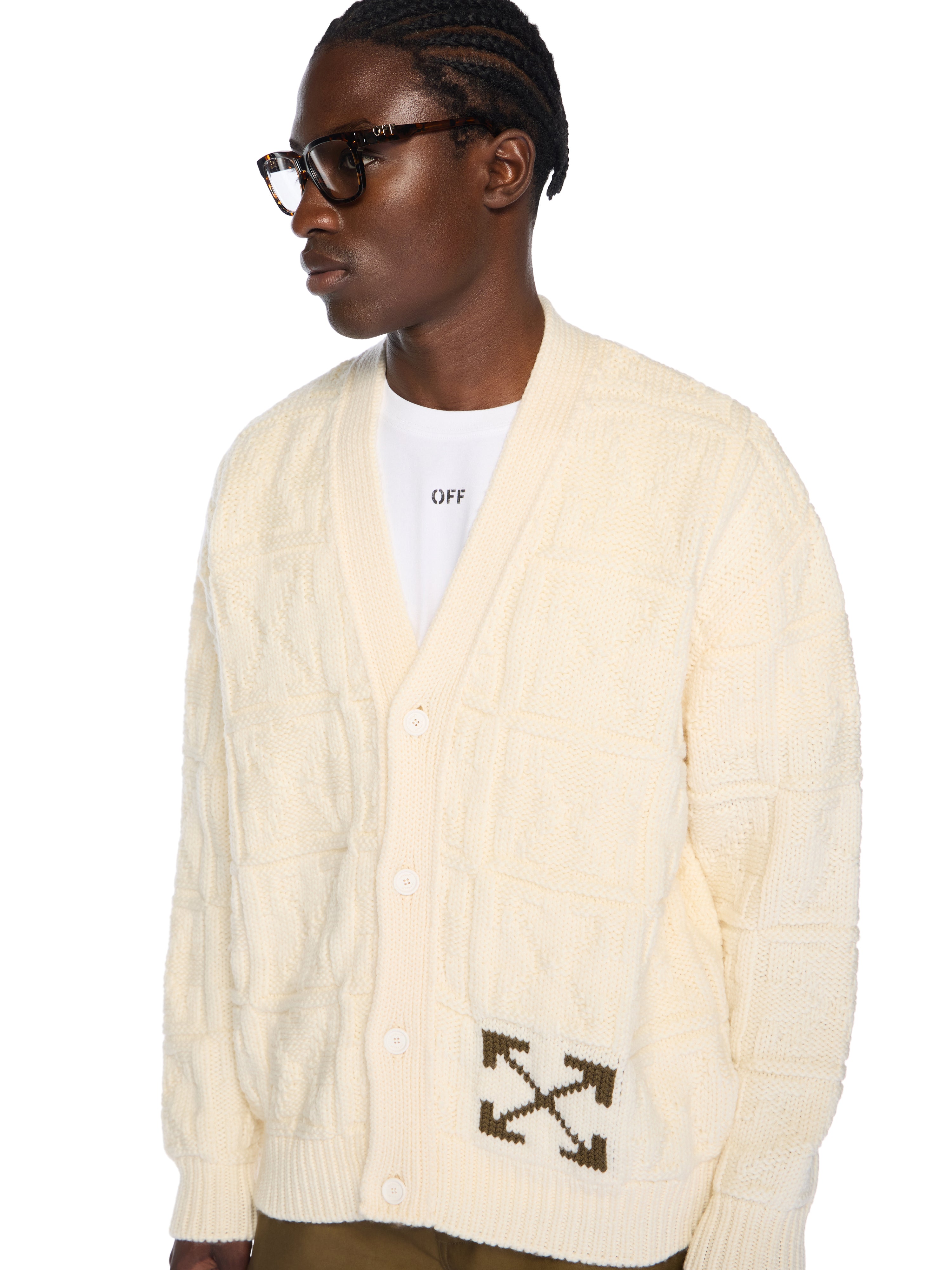 Off-White Arrow 3D Stitch Cardigan Cream