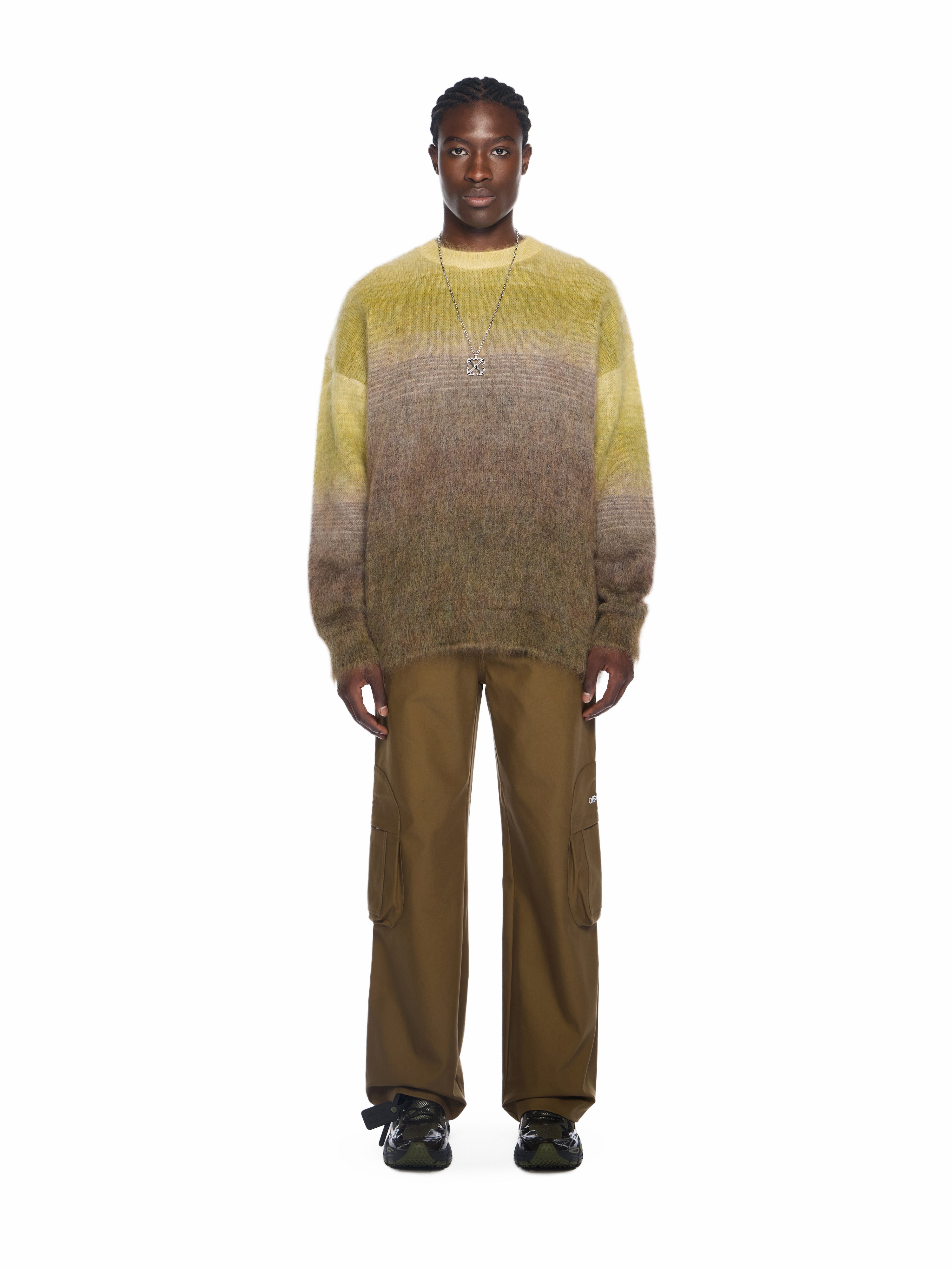Off-White Mohair Arrow Gradient Crewneck Sweater Green