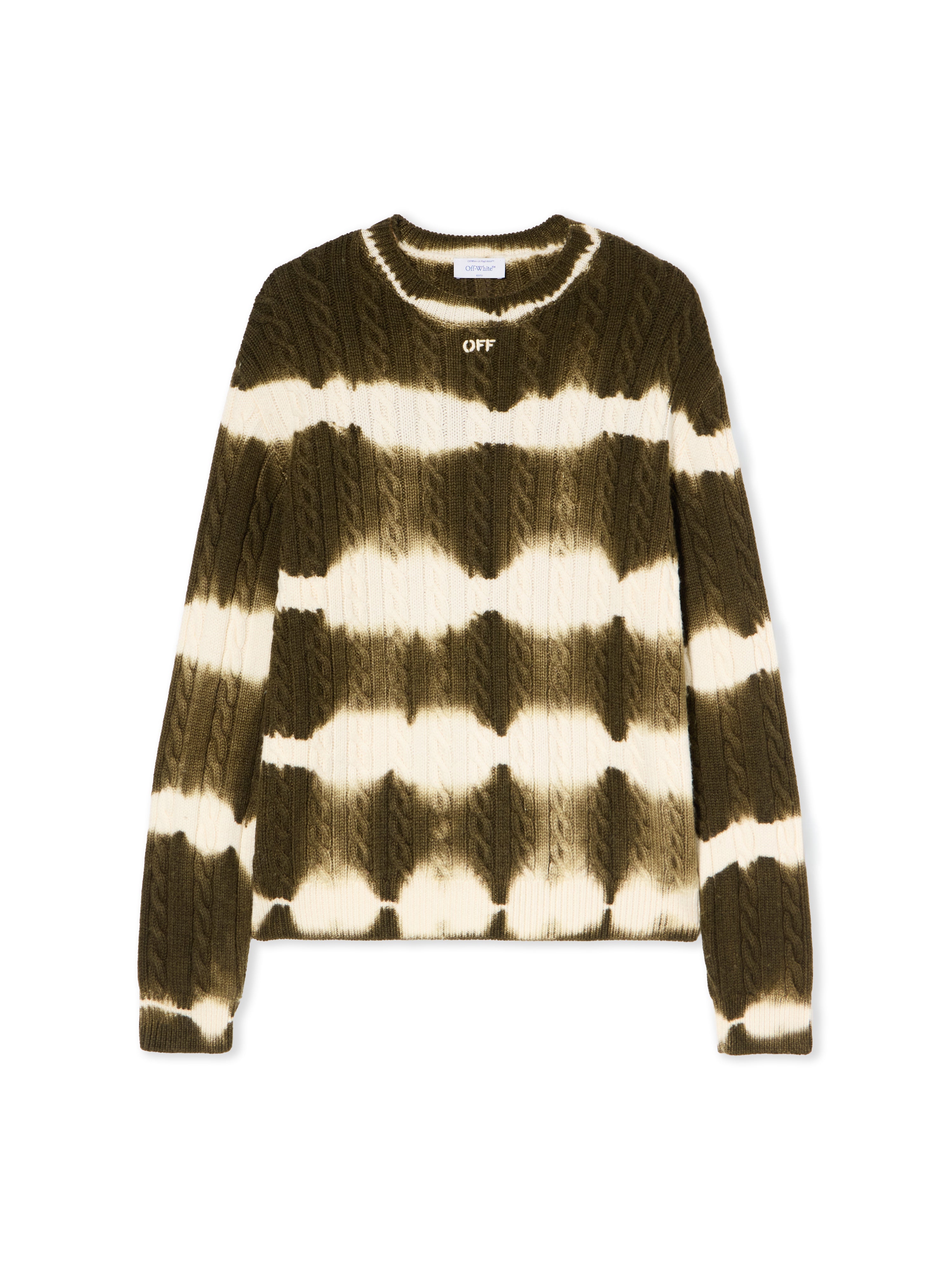 Off-White Off Stamp Cable Knit Crewneck Beech