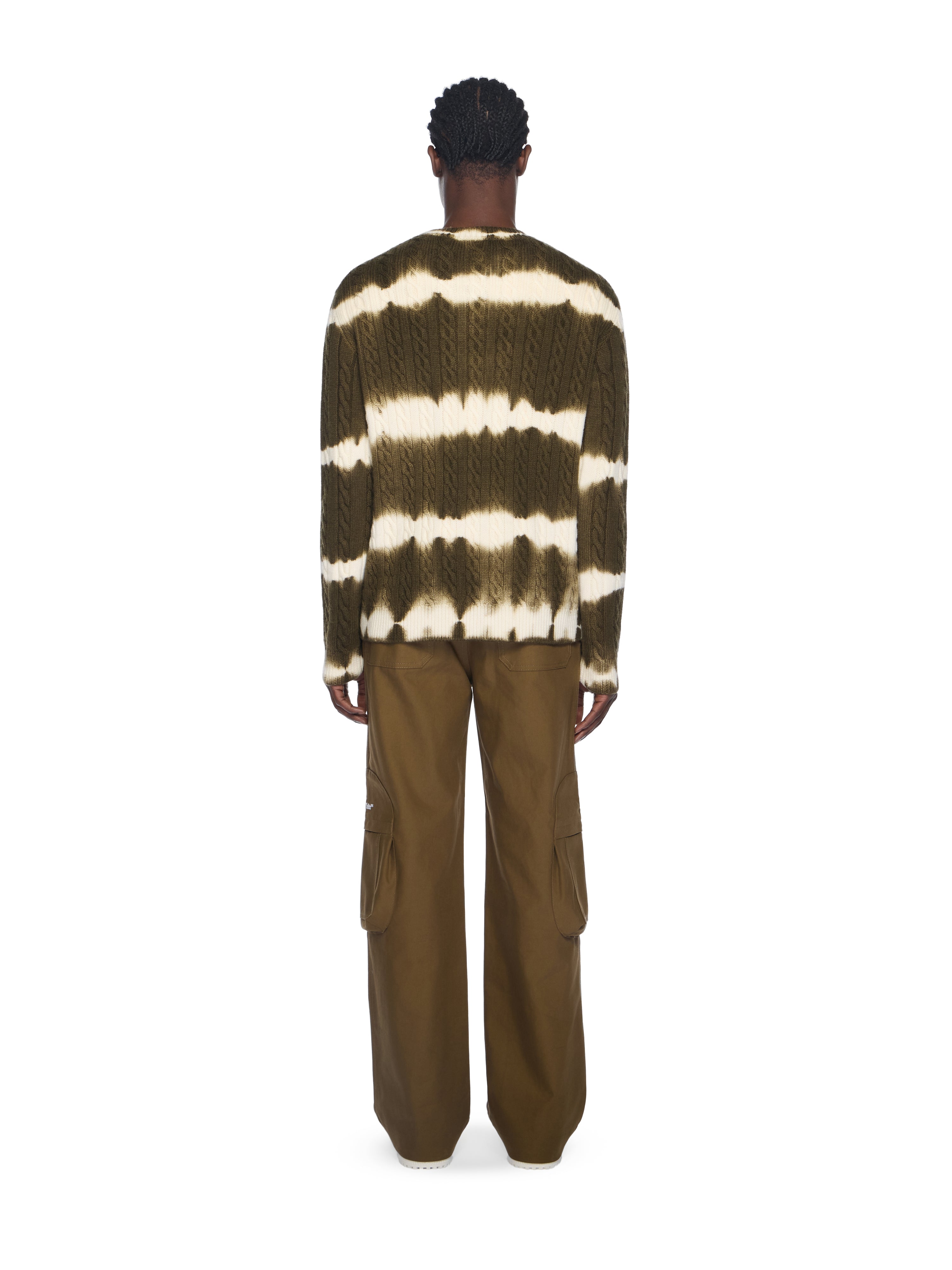 Off-White Off Stamp Cable Knit Crewneck Beech
