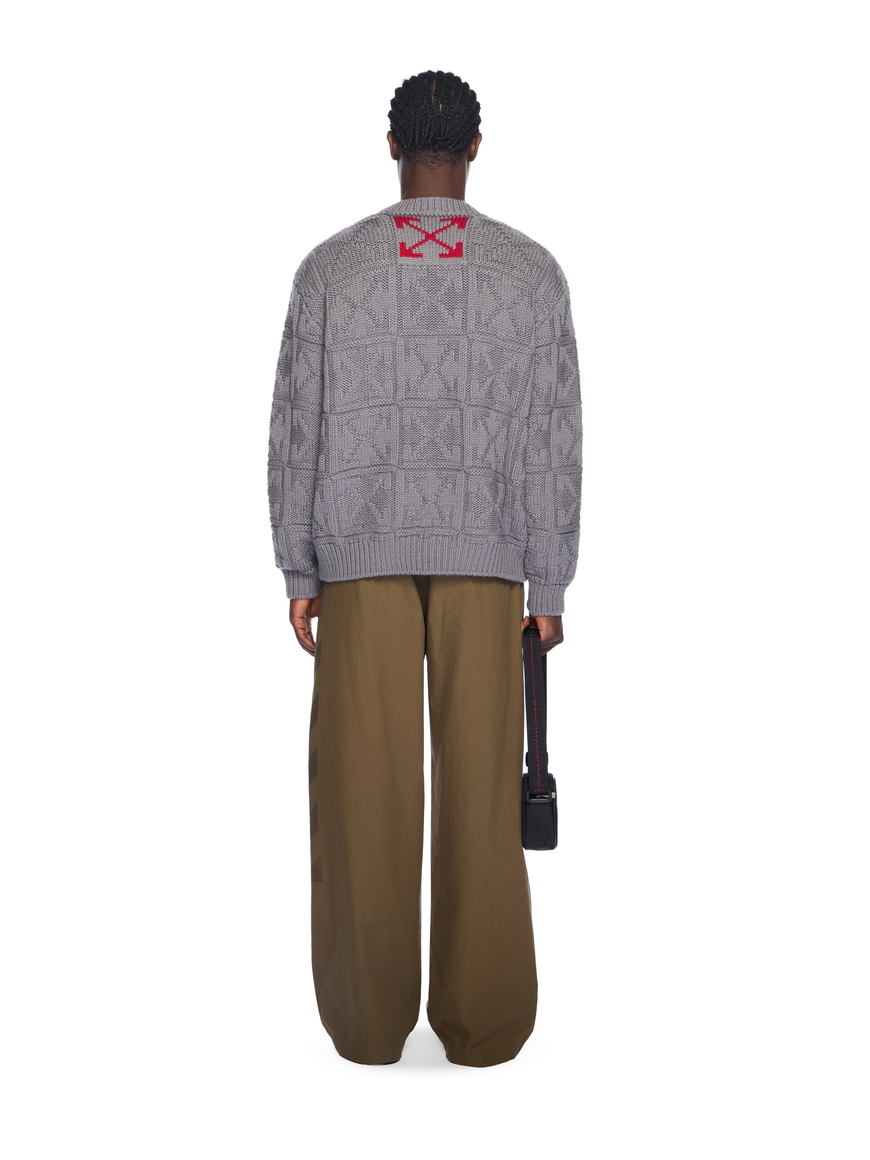 Off-White 3D Stitch Arrow Knit Sweater Grey