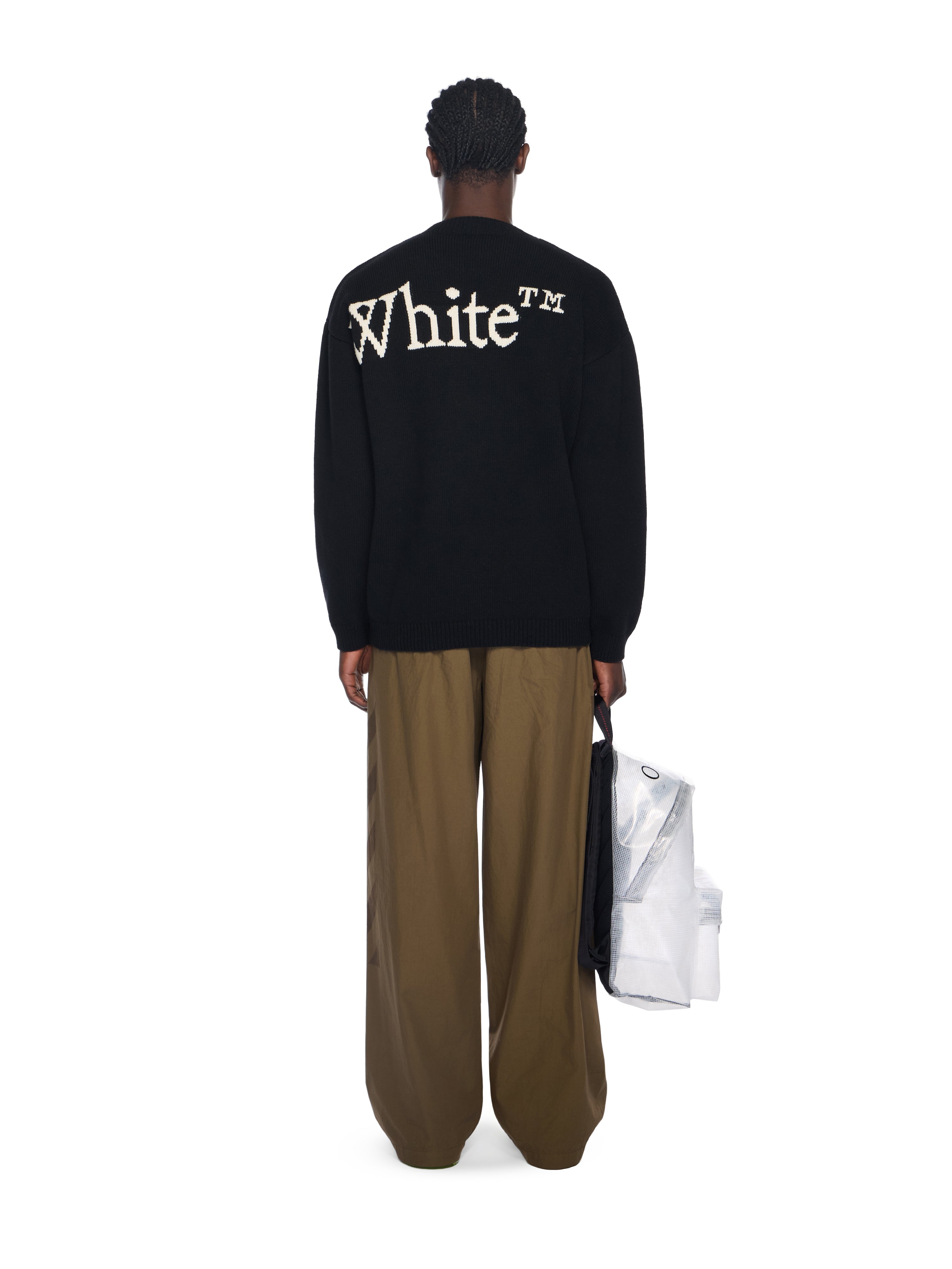 Off-White Bookish Knit Crewneck Sweater Cream Black
