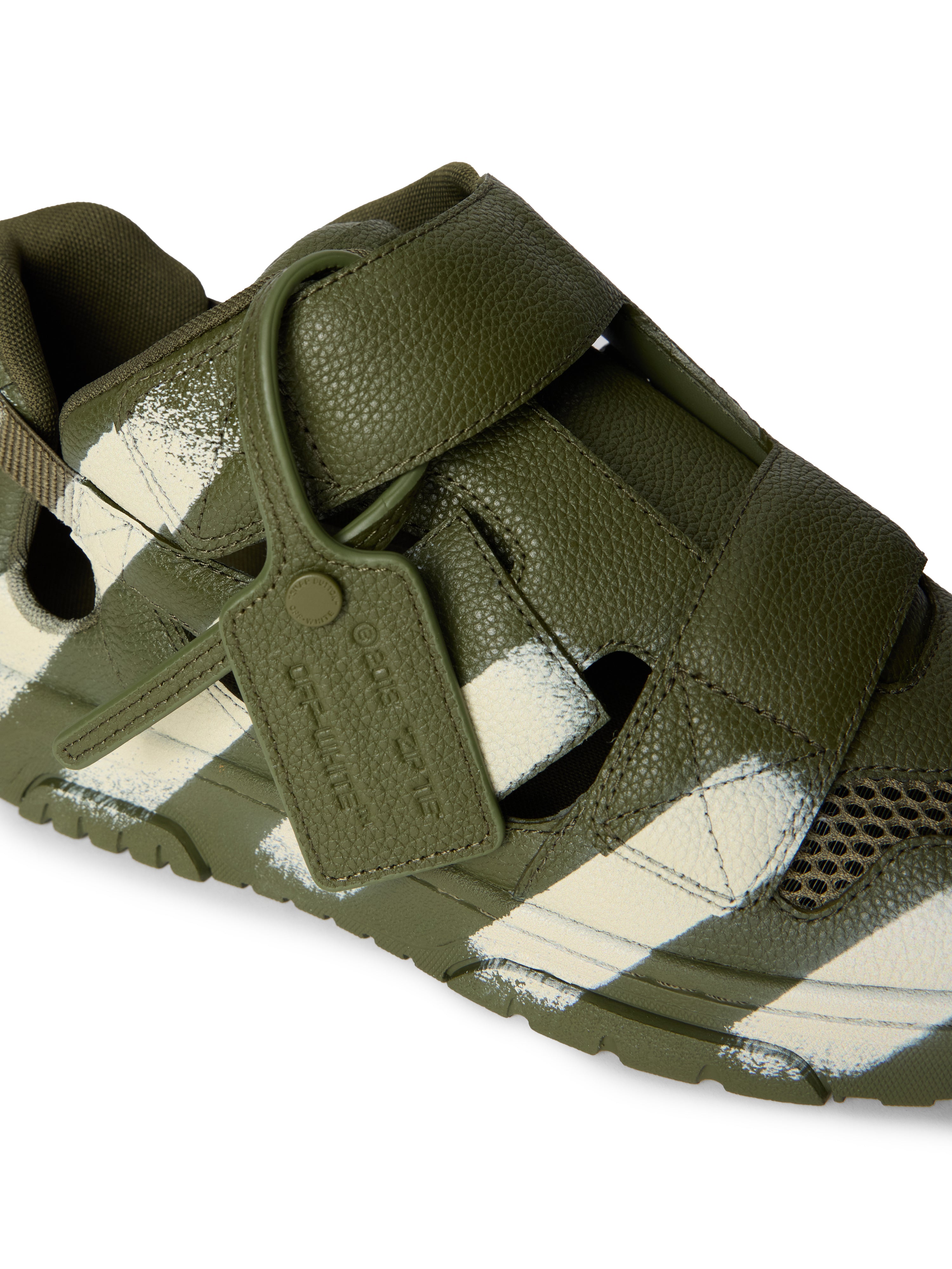 Off-White Out Of Office Striped Sandals Green