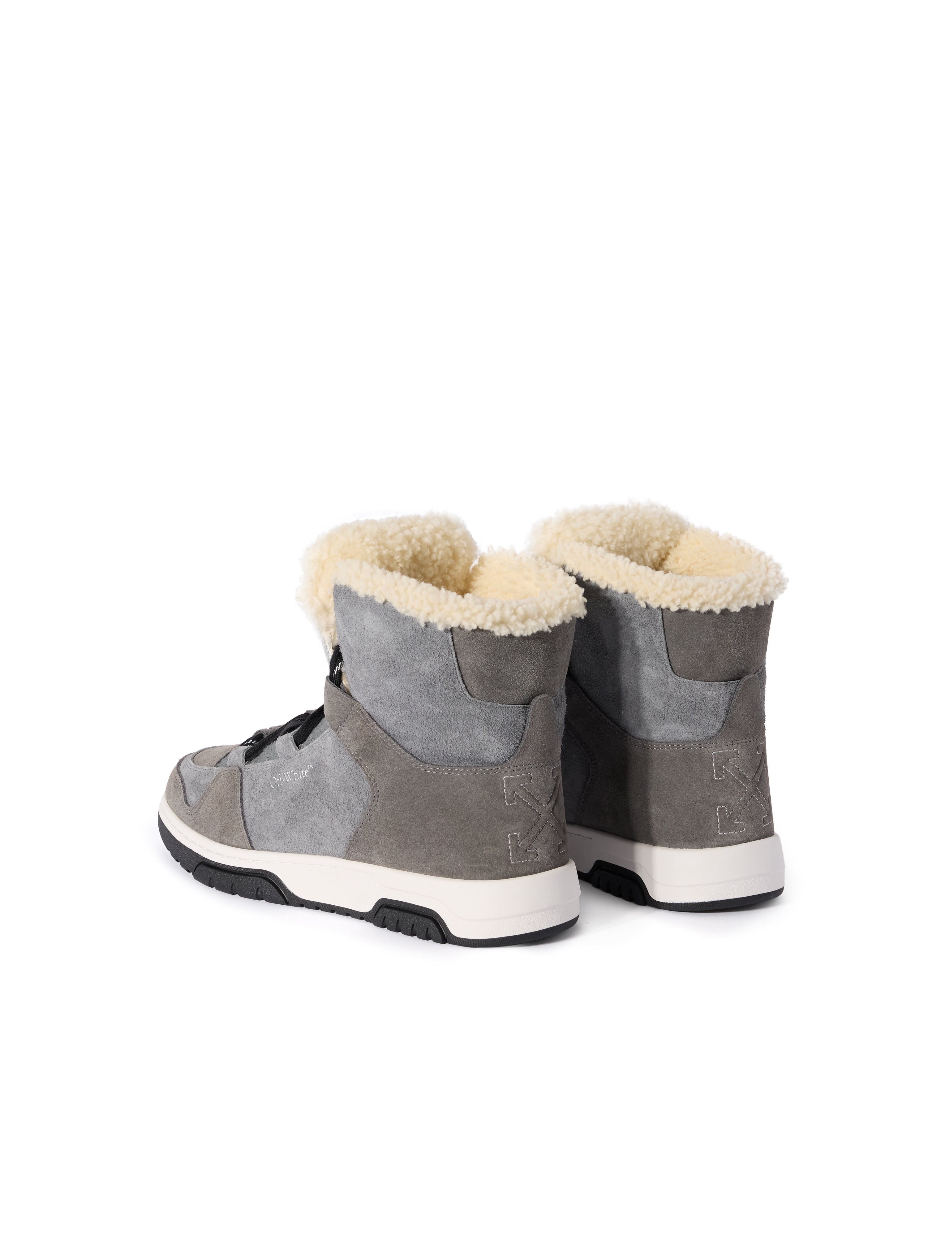 Off-White Shearling Trim Winter Boots Black