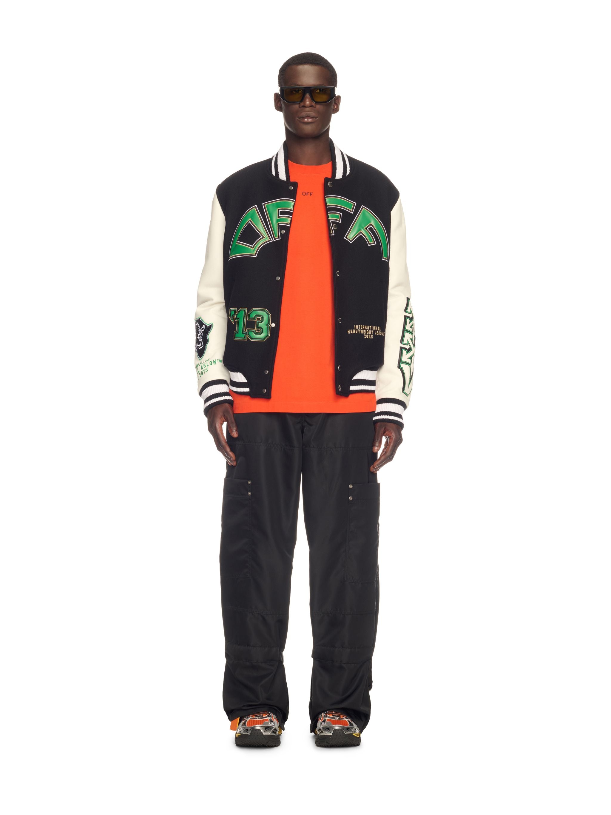 Off-White Off Croco Lea Wool Varsity Jk Black